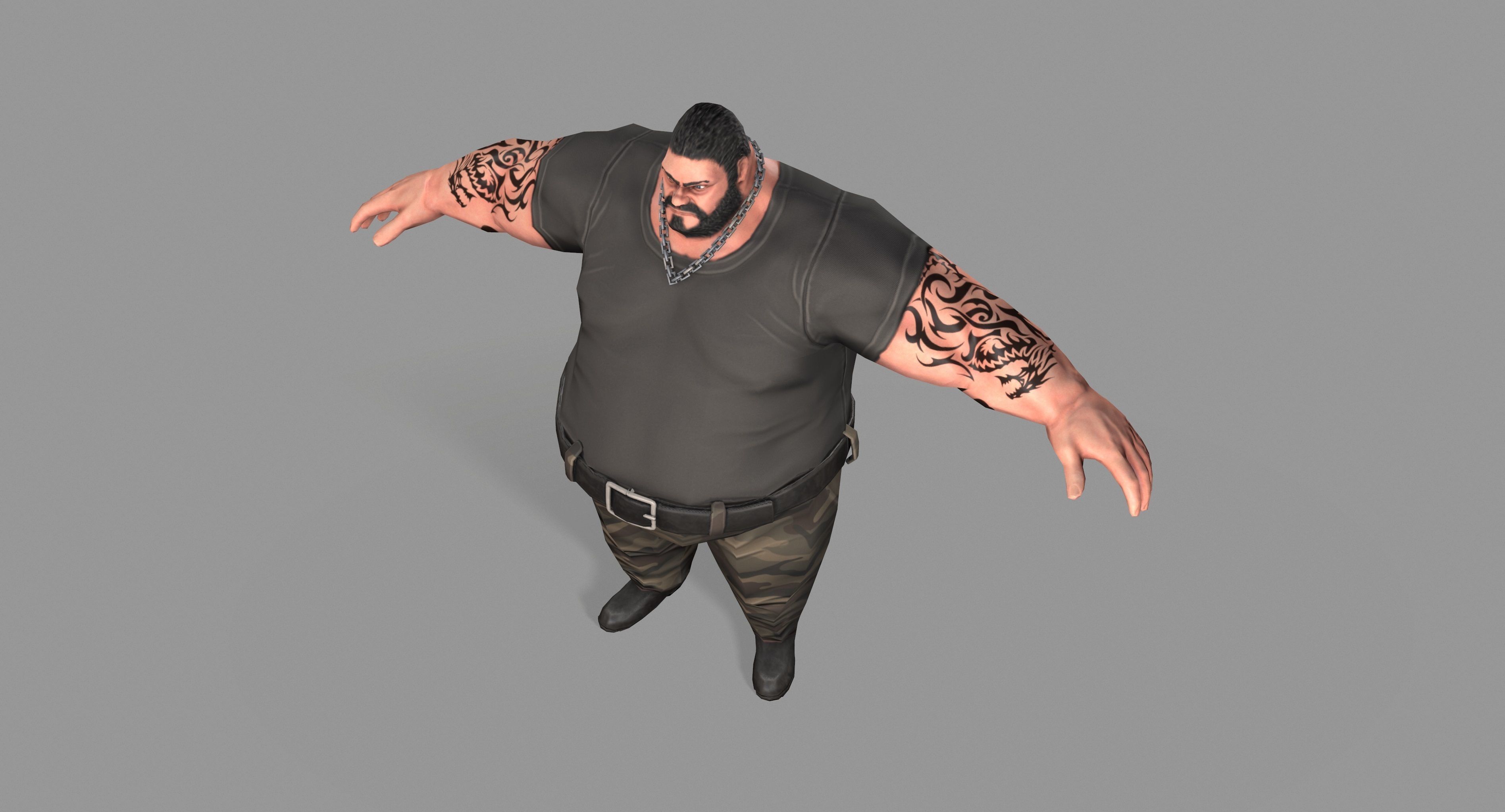 Gangster man with tattoos Low-poly 3D model_15