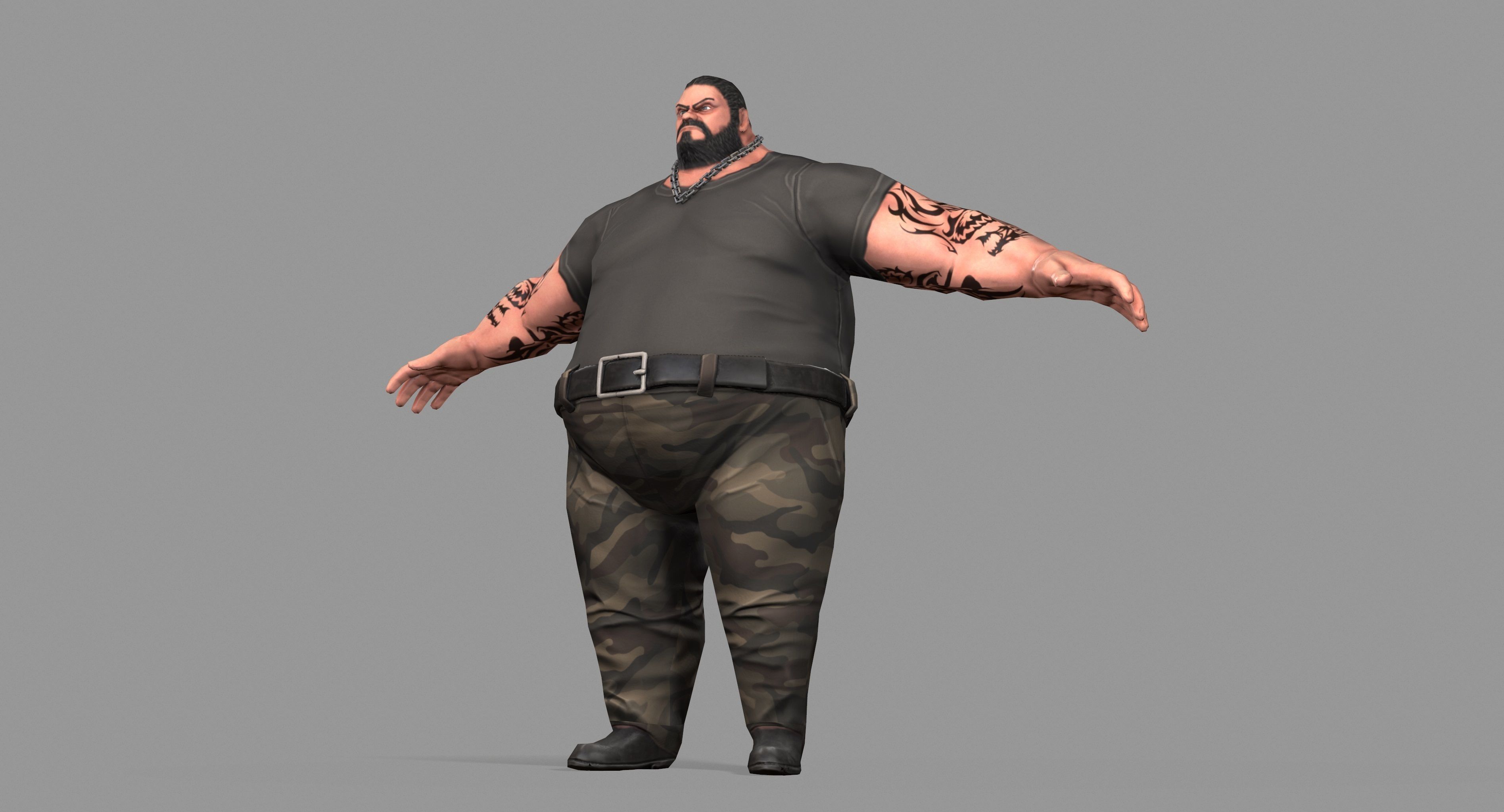 Gangster man with tattoos Low-poly 3D model_17