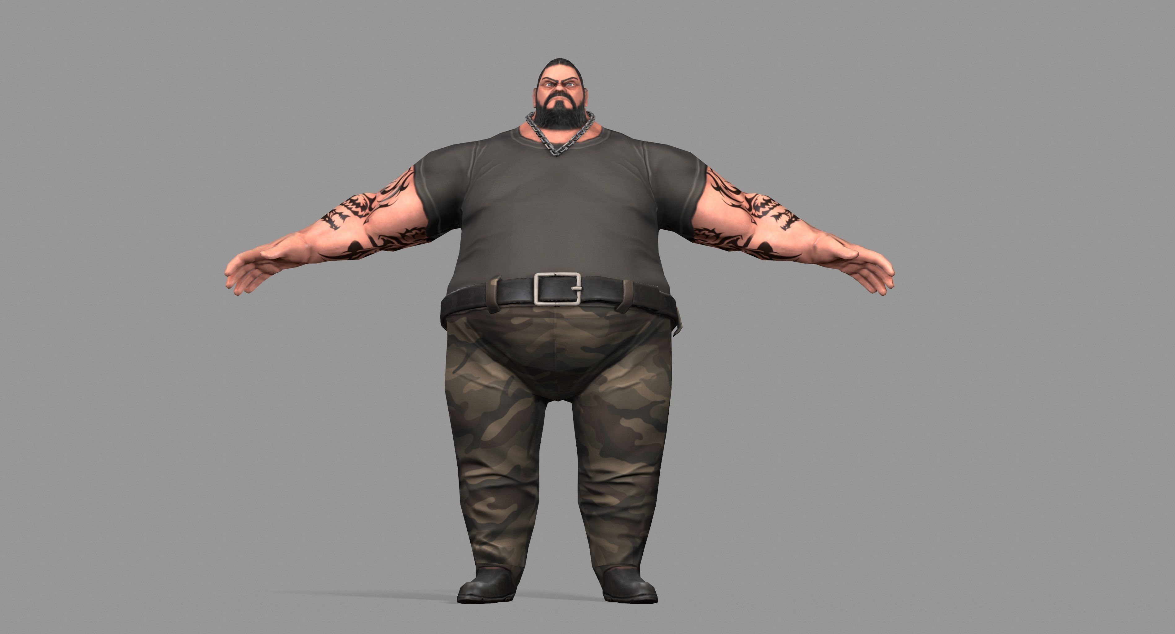 Gangster man with tattoos Low-poly 3D model_18