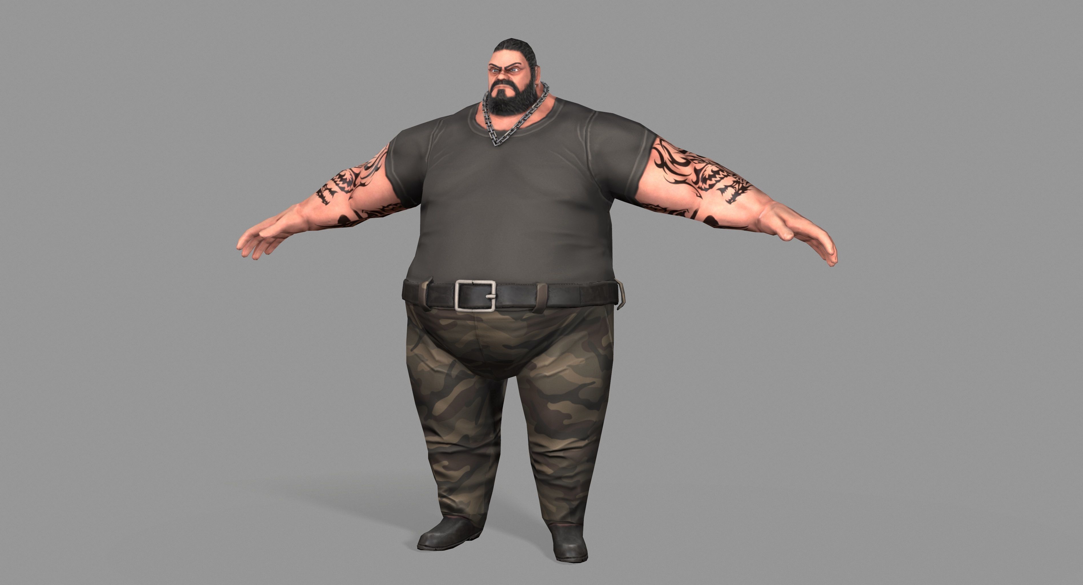 Gangster man with tattoos Low-poly 3D model_8