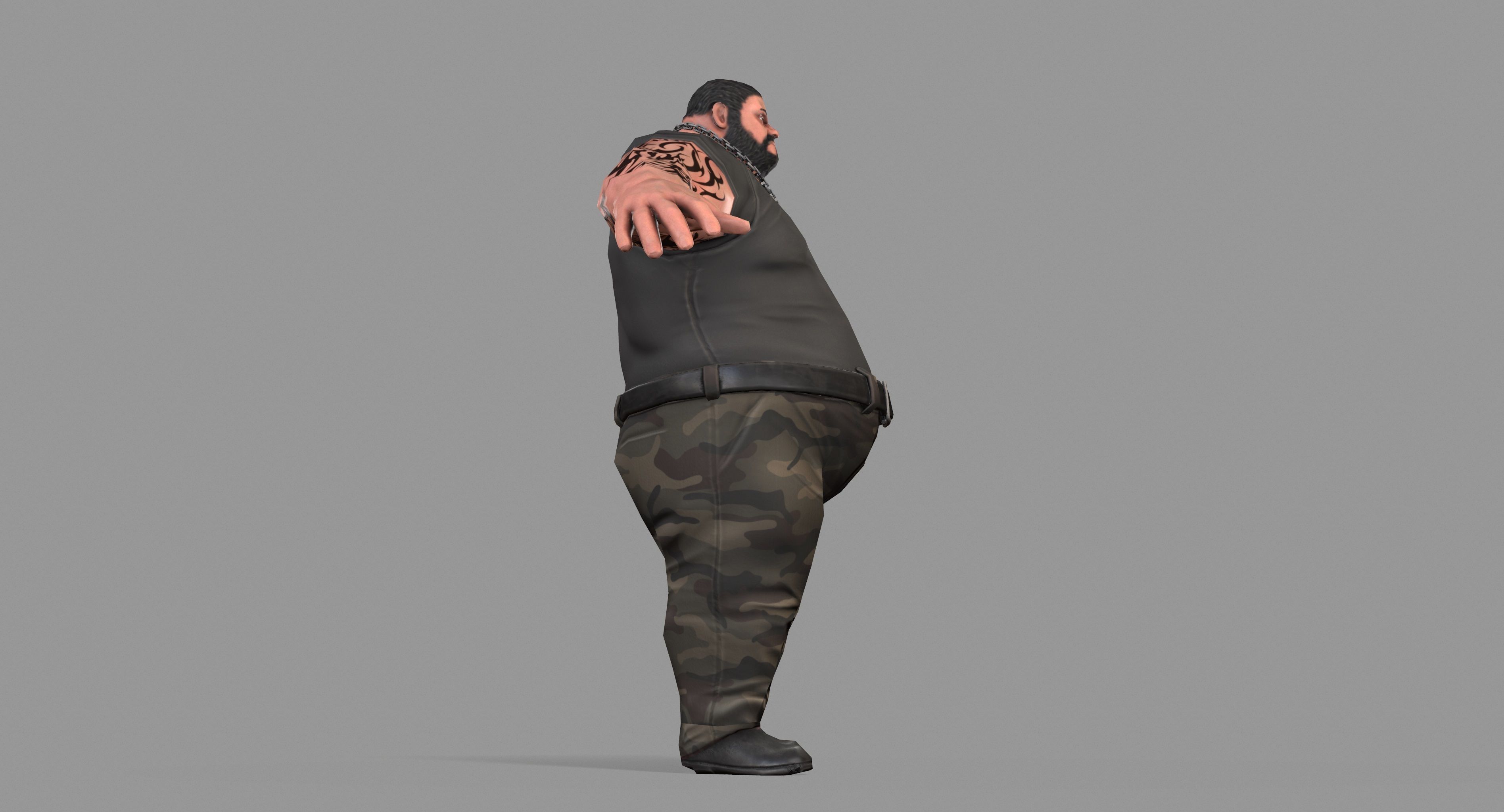 Gangster man with tattoos Low-poly 3D model_20