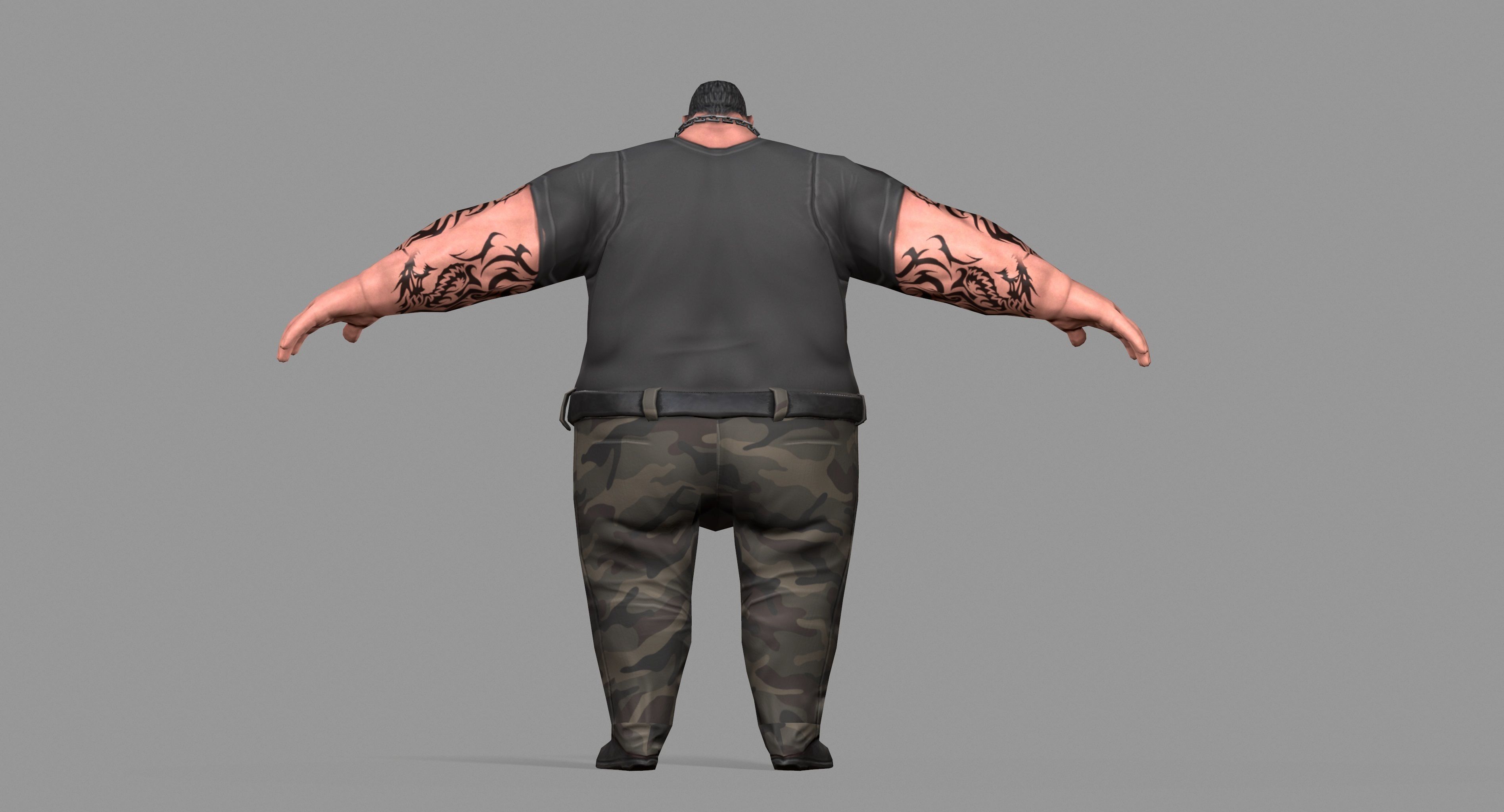 Gangster man with tattoos Low-poly 3D model_22