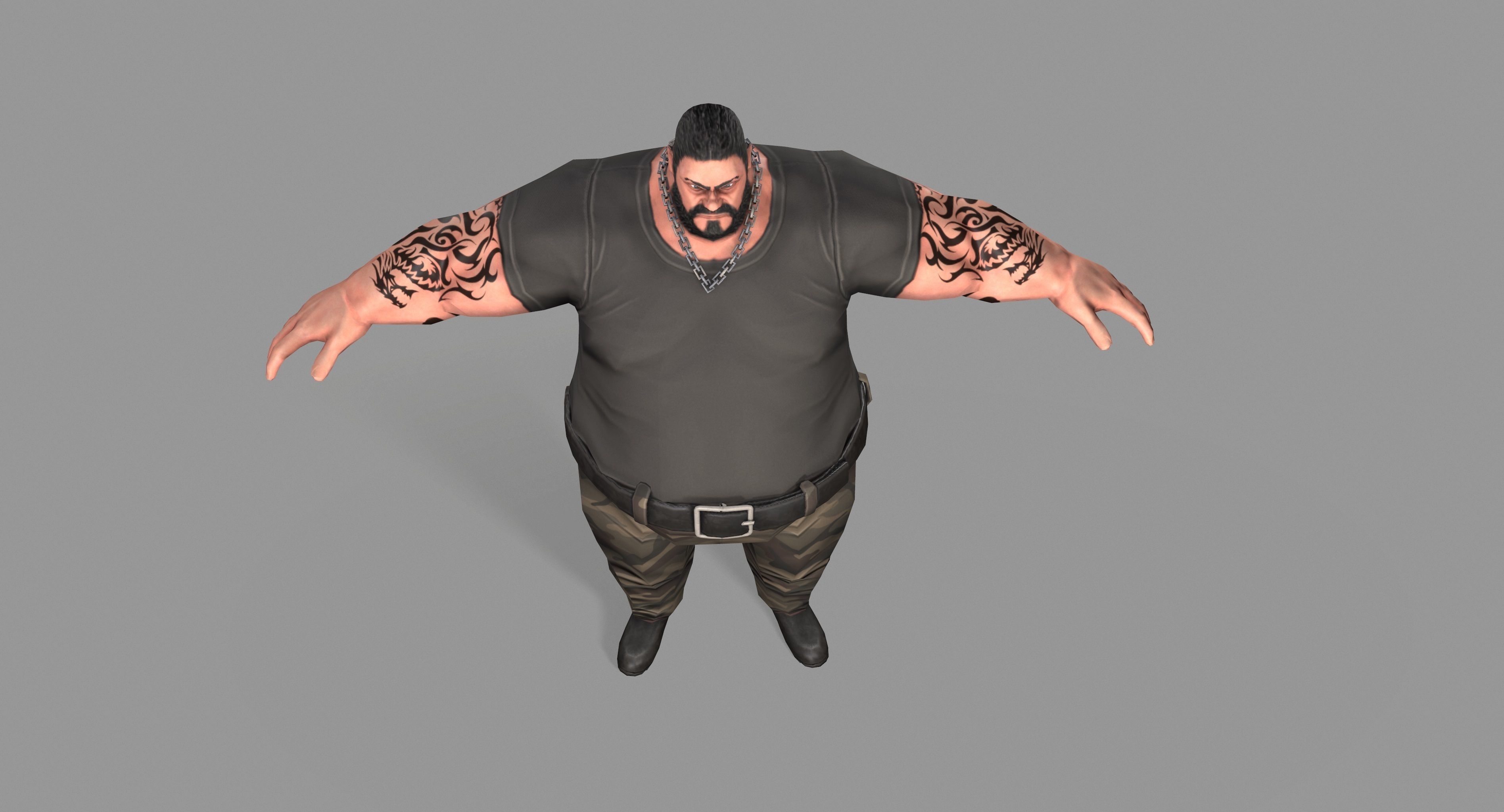 Gangster man with tattoos Low-poly 3D model_9