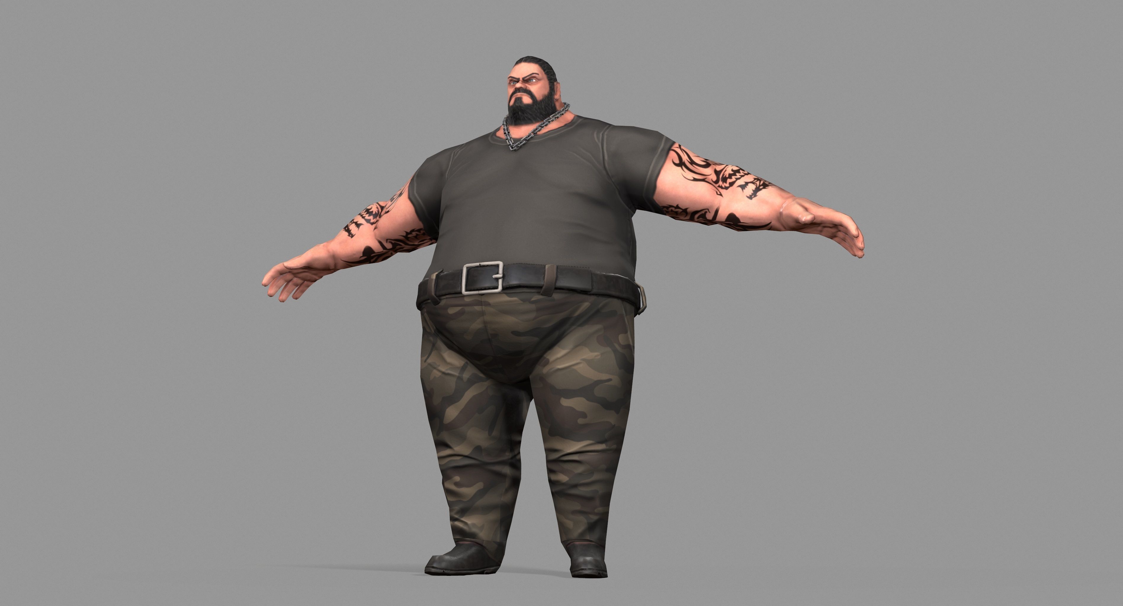 Gangster man with tattoos Low-poly 3D model_25