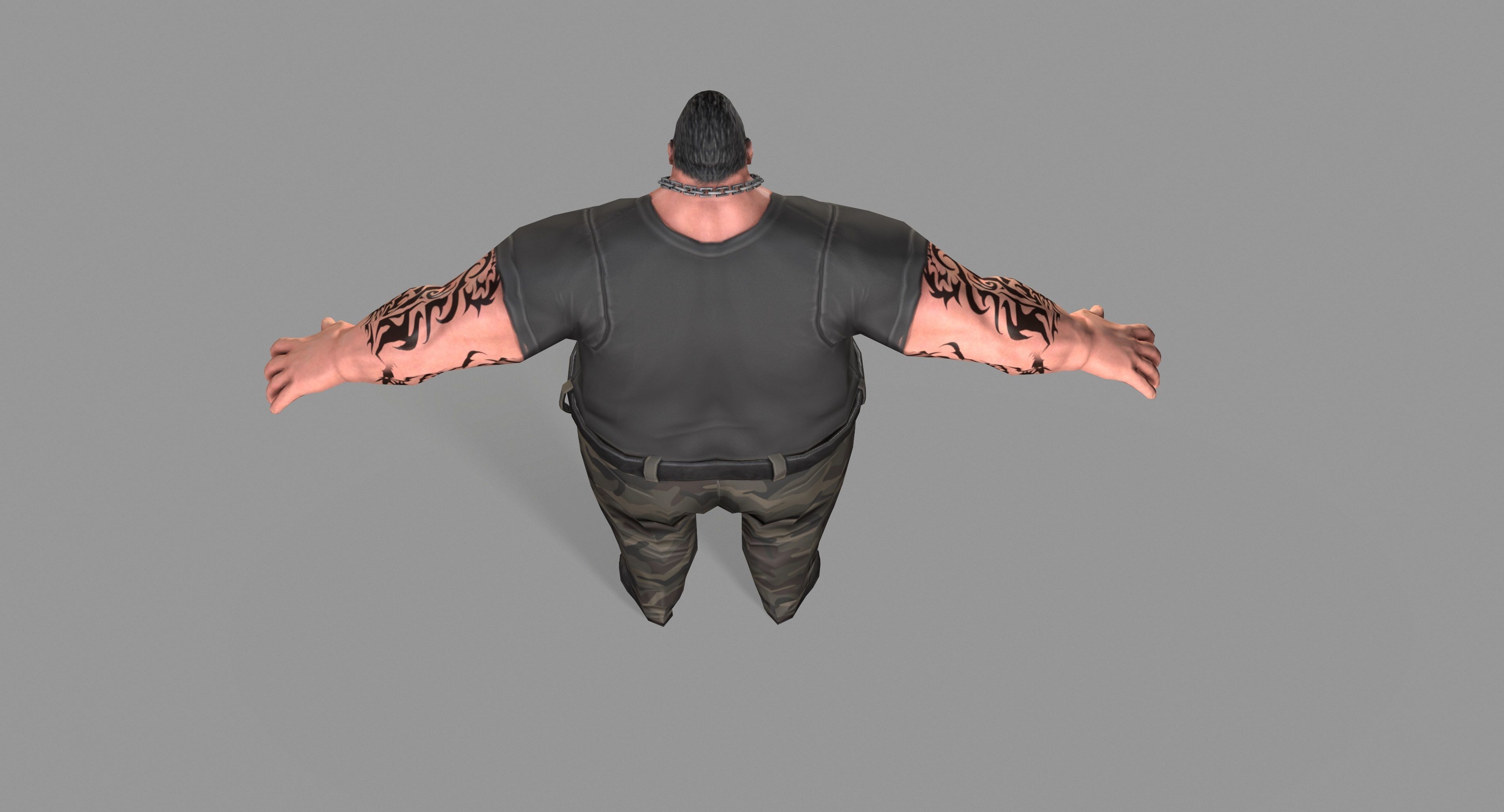 Gangster man with tattoos Low-poly 3D model_13