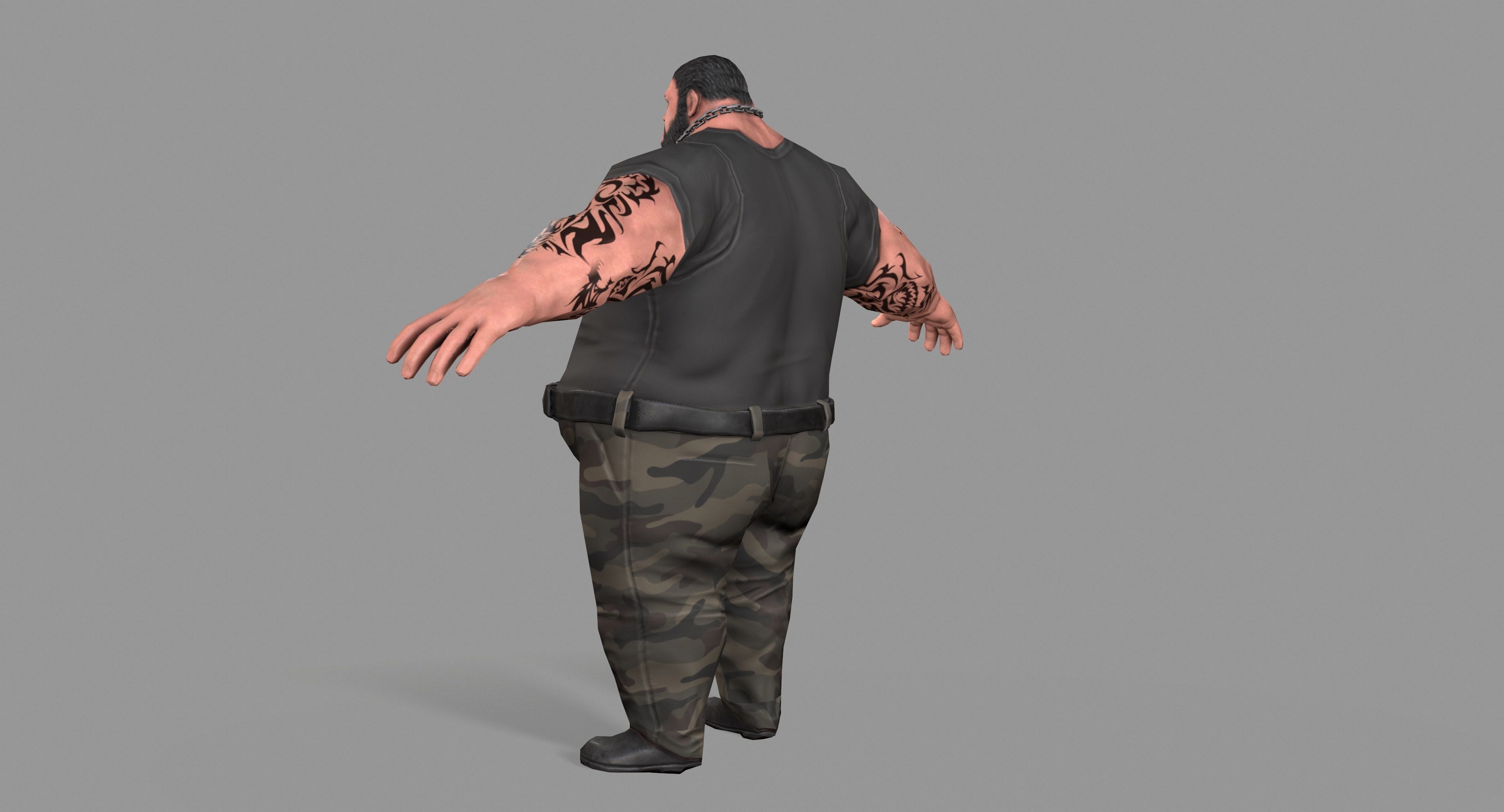Gangster man with tattoos Low-poly 3D model_6