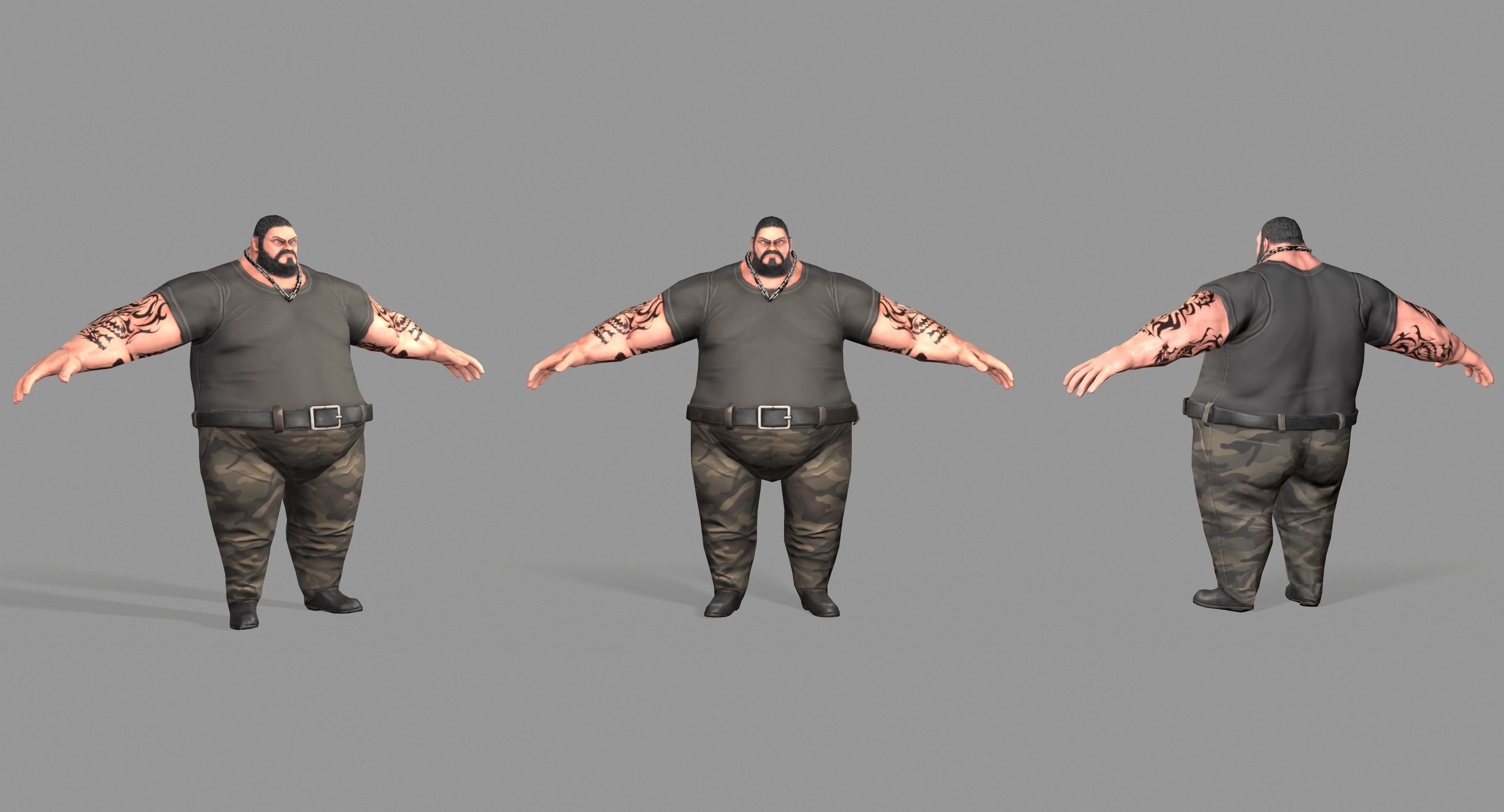 Gangster man with tattoos Low-poly 3D model_26