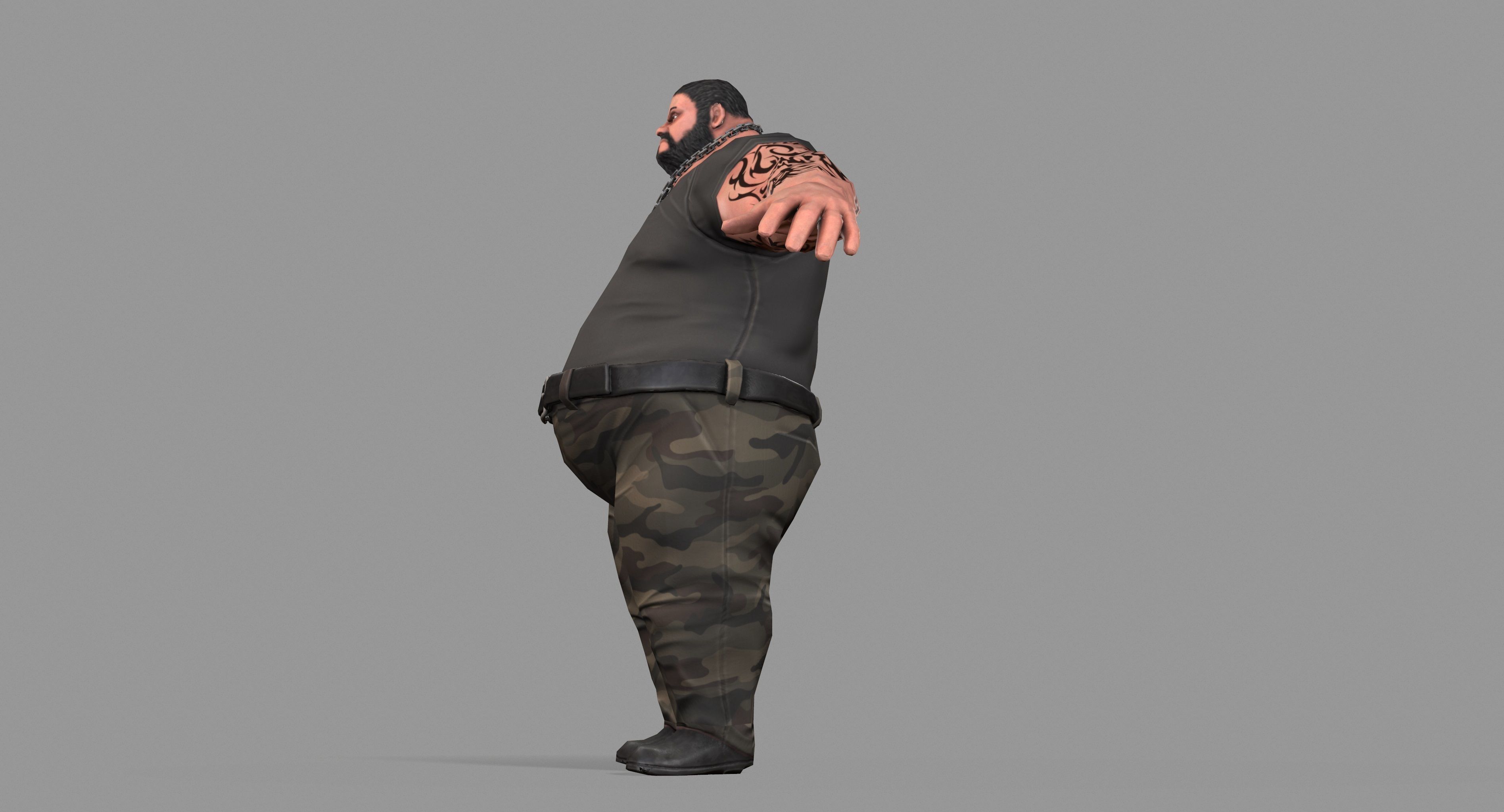 Gangster man with tattoos Low-poly 3D model_24