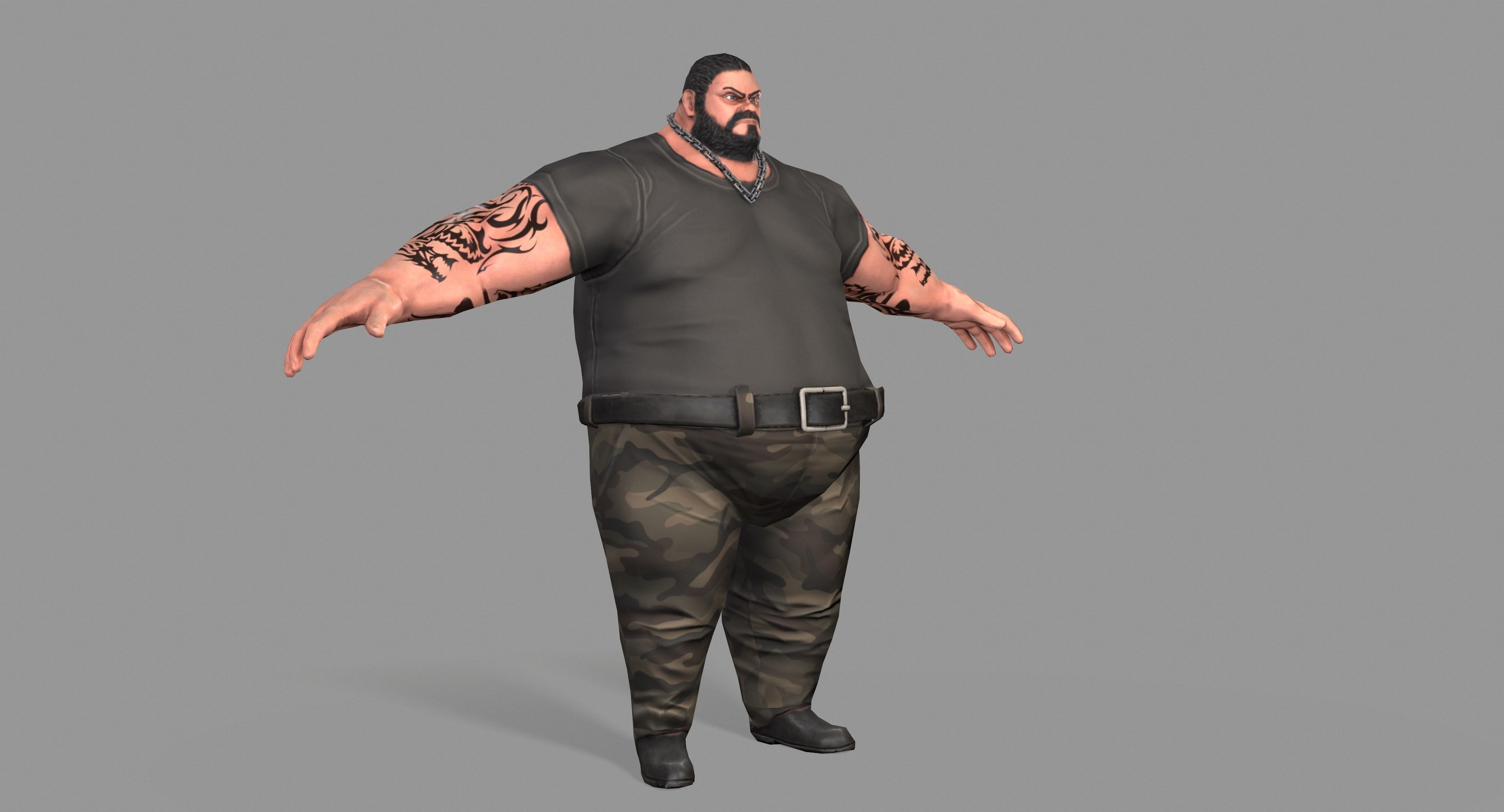 Gangster man with tattoos Low-poly 3D model_2