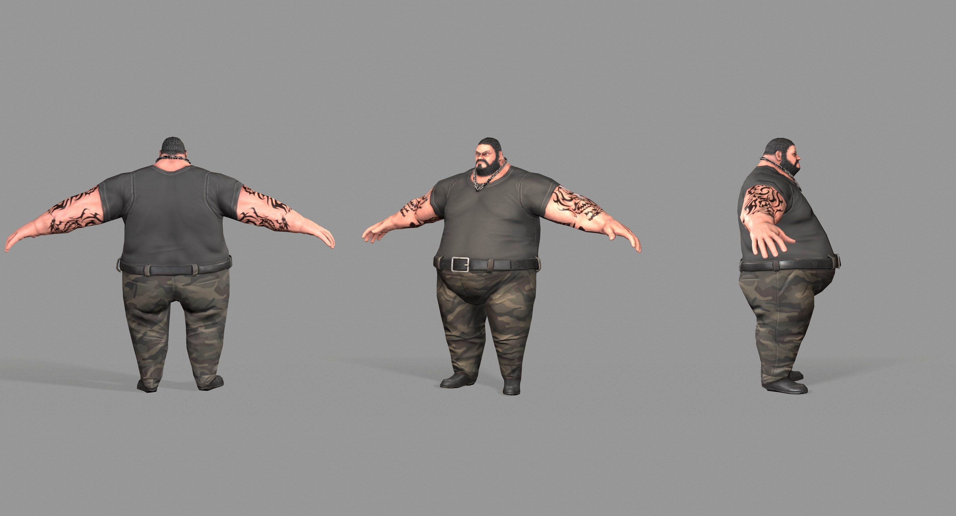 Gangster man with tattoos Low-poly 3D model_27