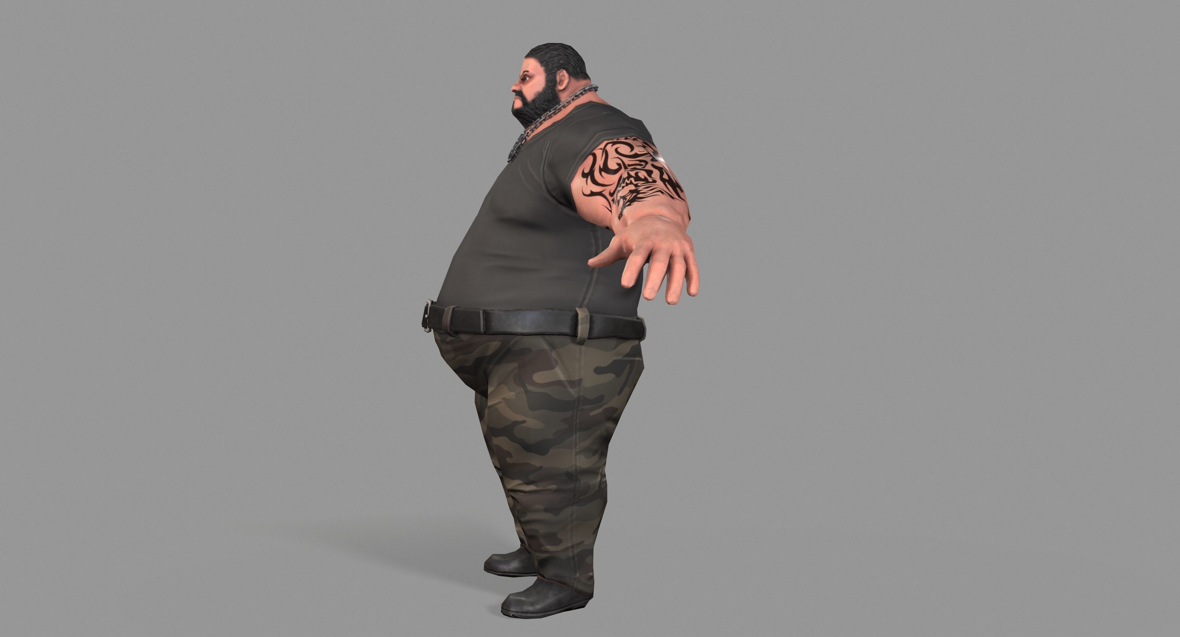 Gangster man with tattoos Low-poly 3D model_7