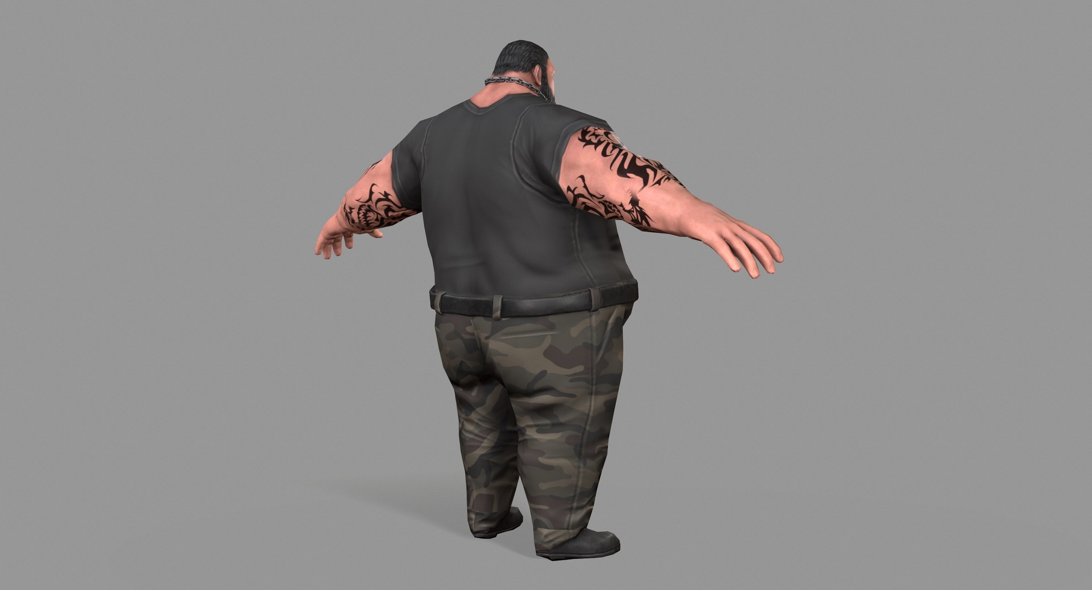 Gangster man with tattoos Low-poly 3D model_4