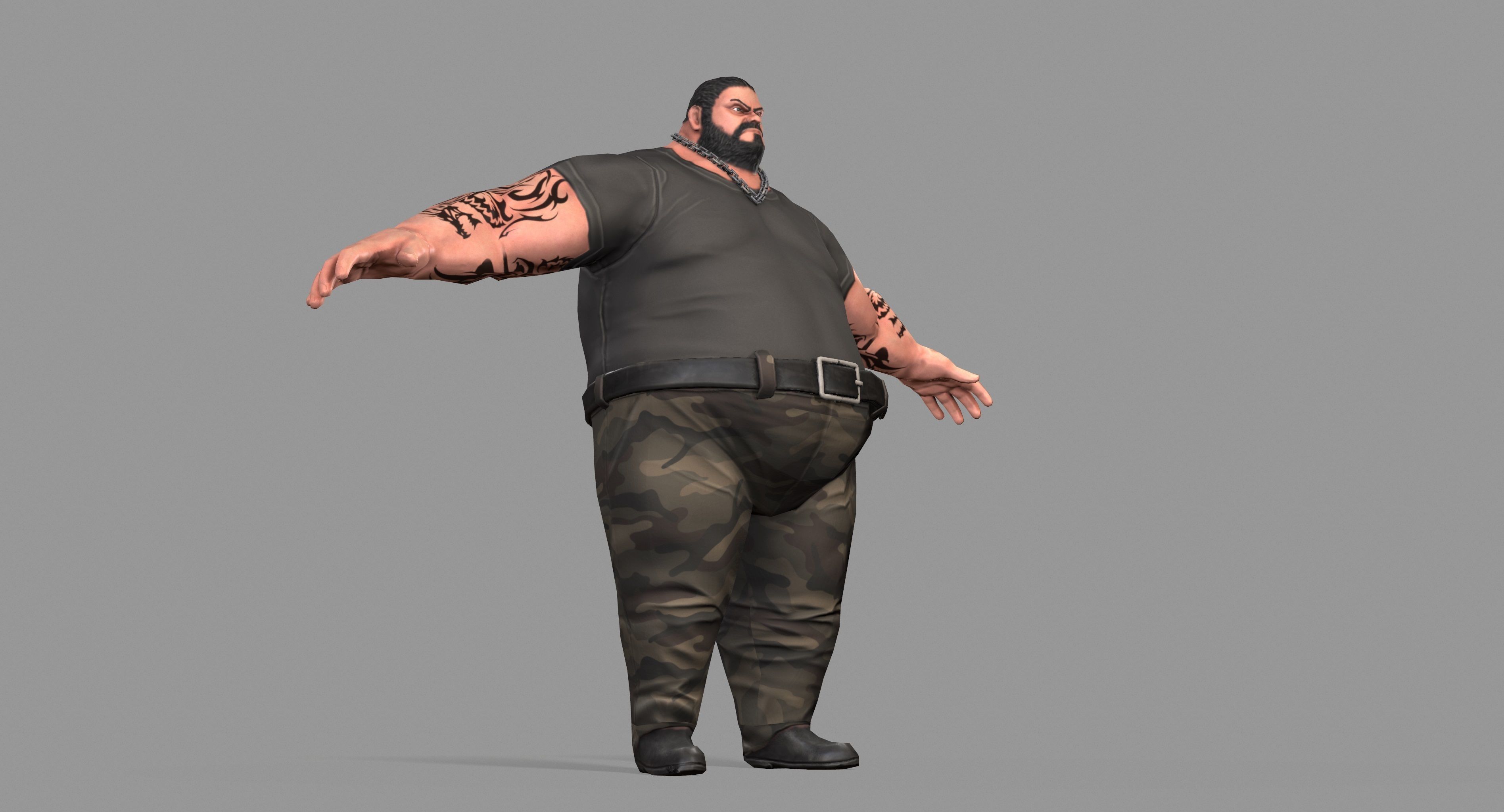 Gangster man with tattoos Low-poly 3D model_19