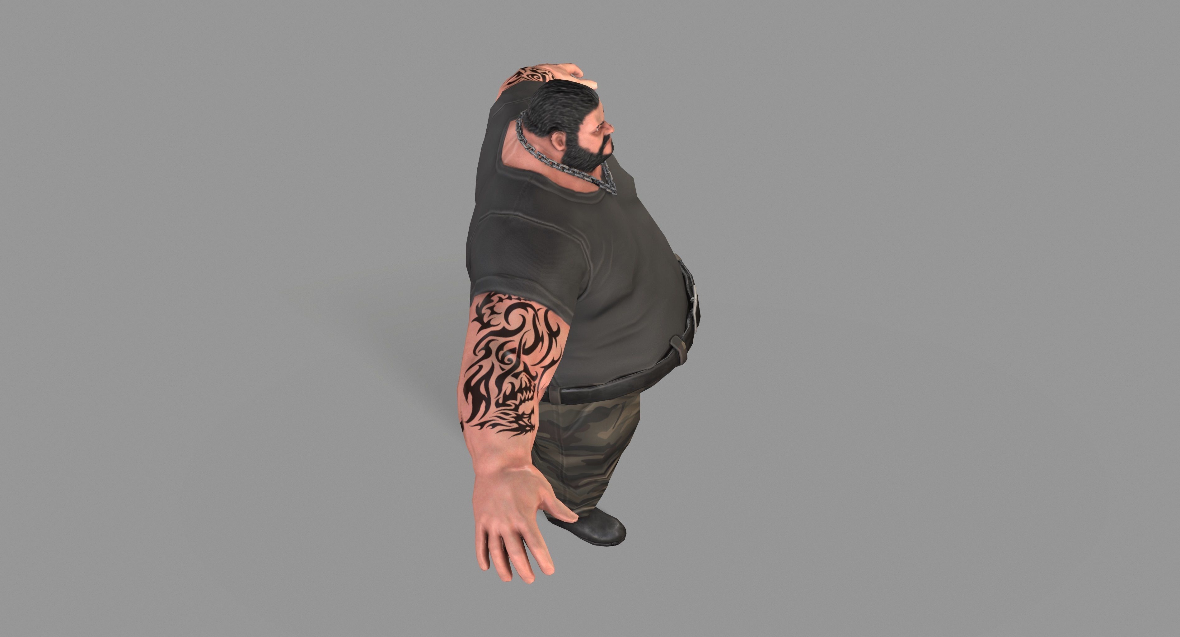 Gangster man with tattoos Low-poly 3D model_11