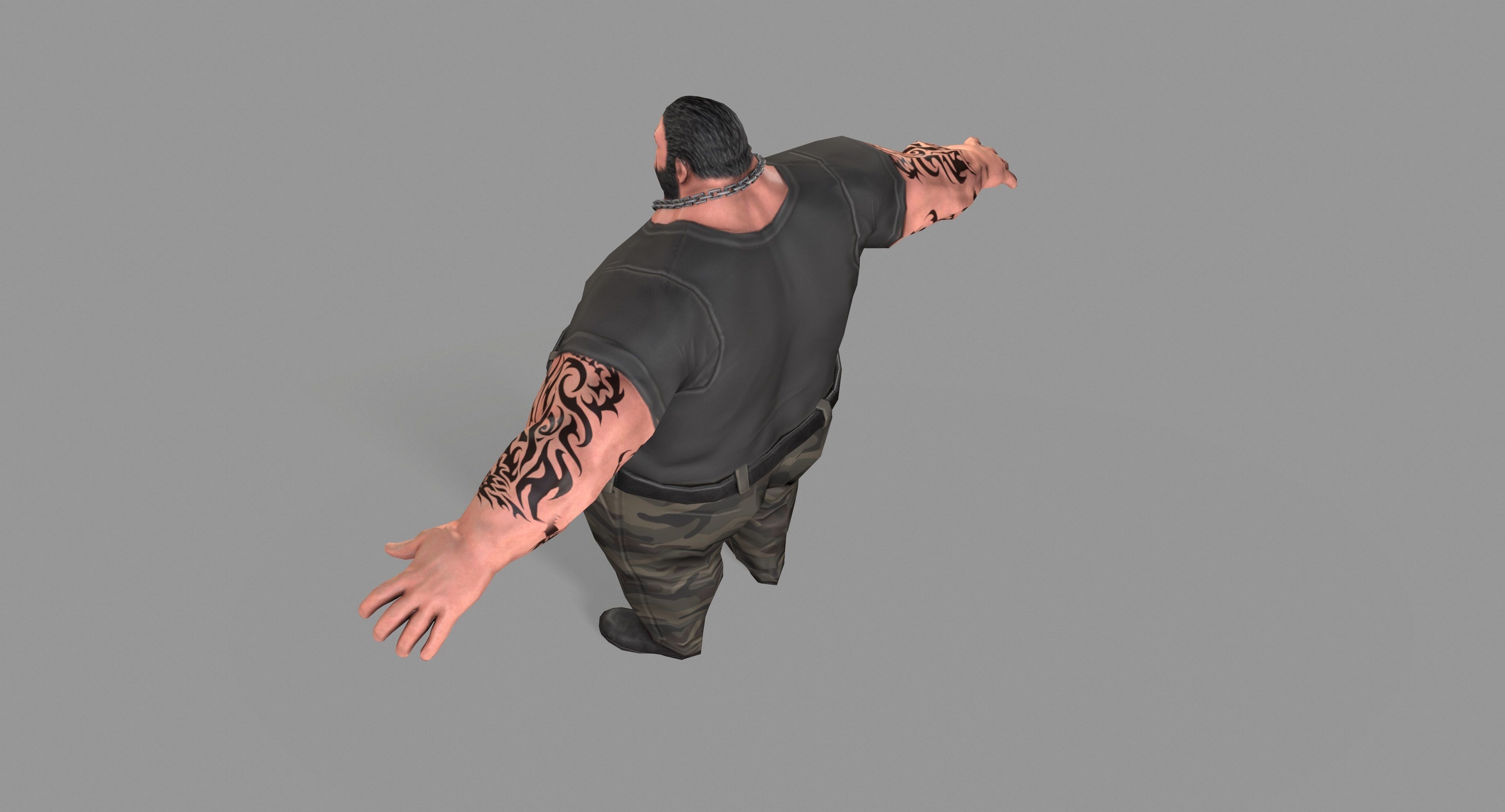 Gangster man with tattoos Low-poly 3D model_14