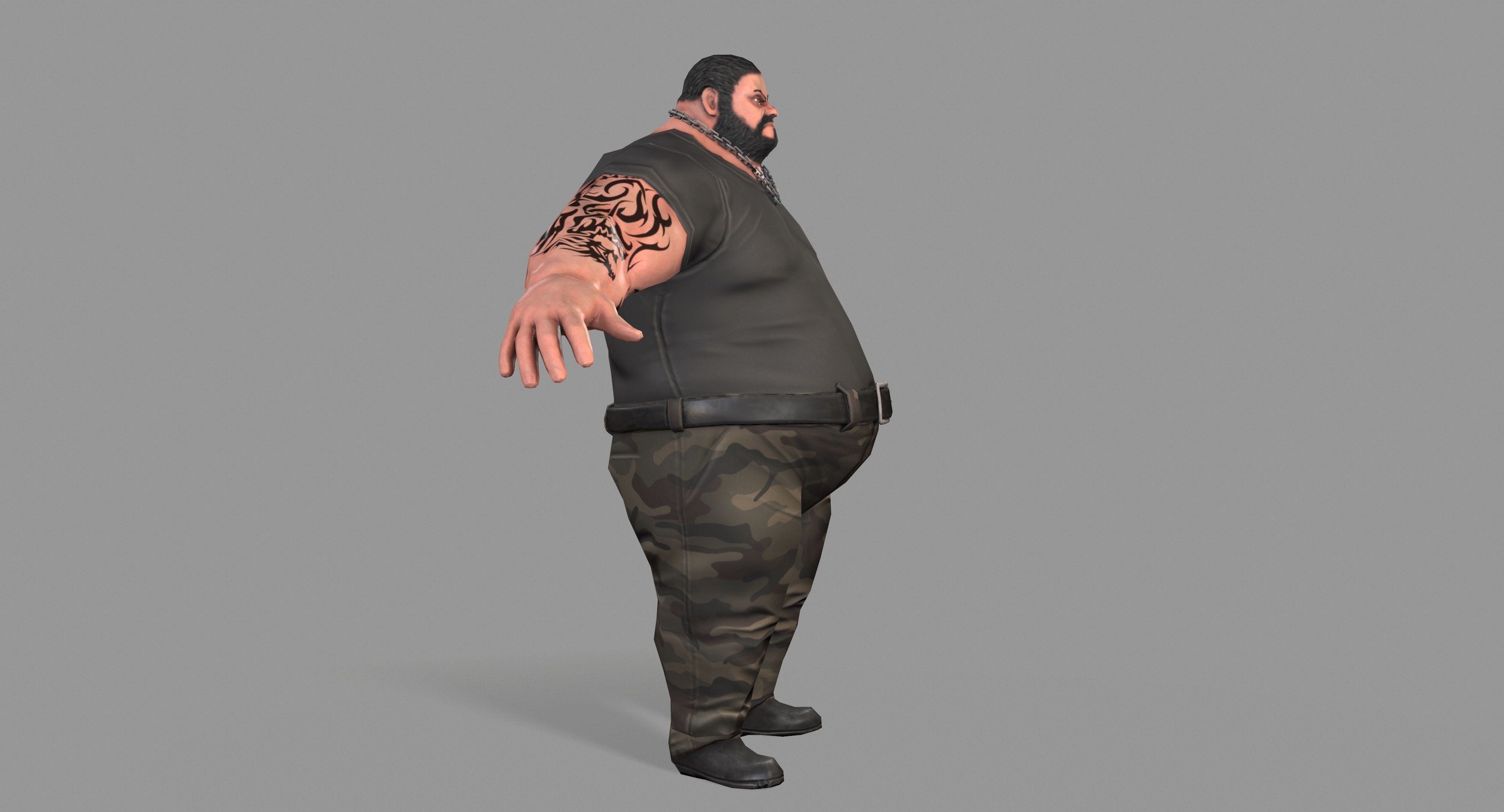 Gangster man with tattoos Low-poly 3D model_3