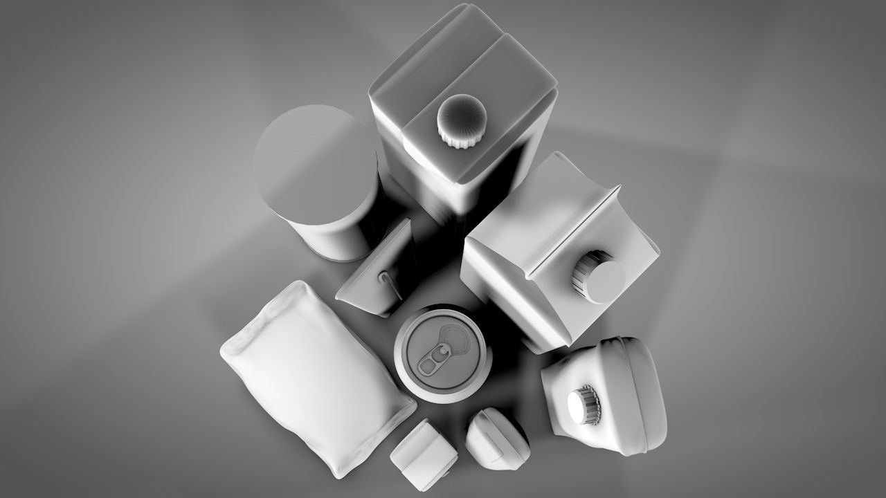 Package set of plastic containers 3D model_1