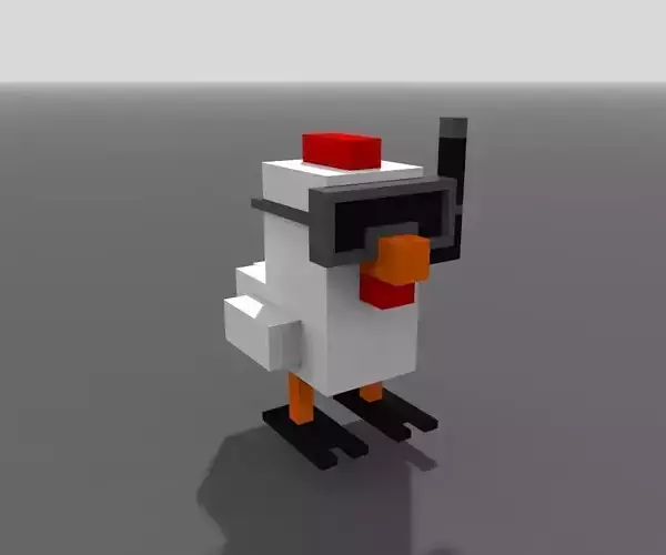 Voxel Scuba Chicken Low-poly 3D model