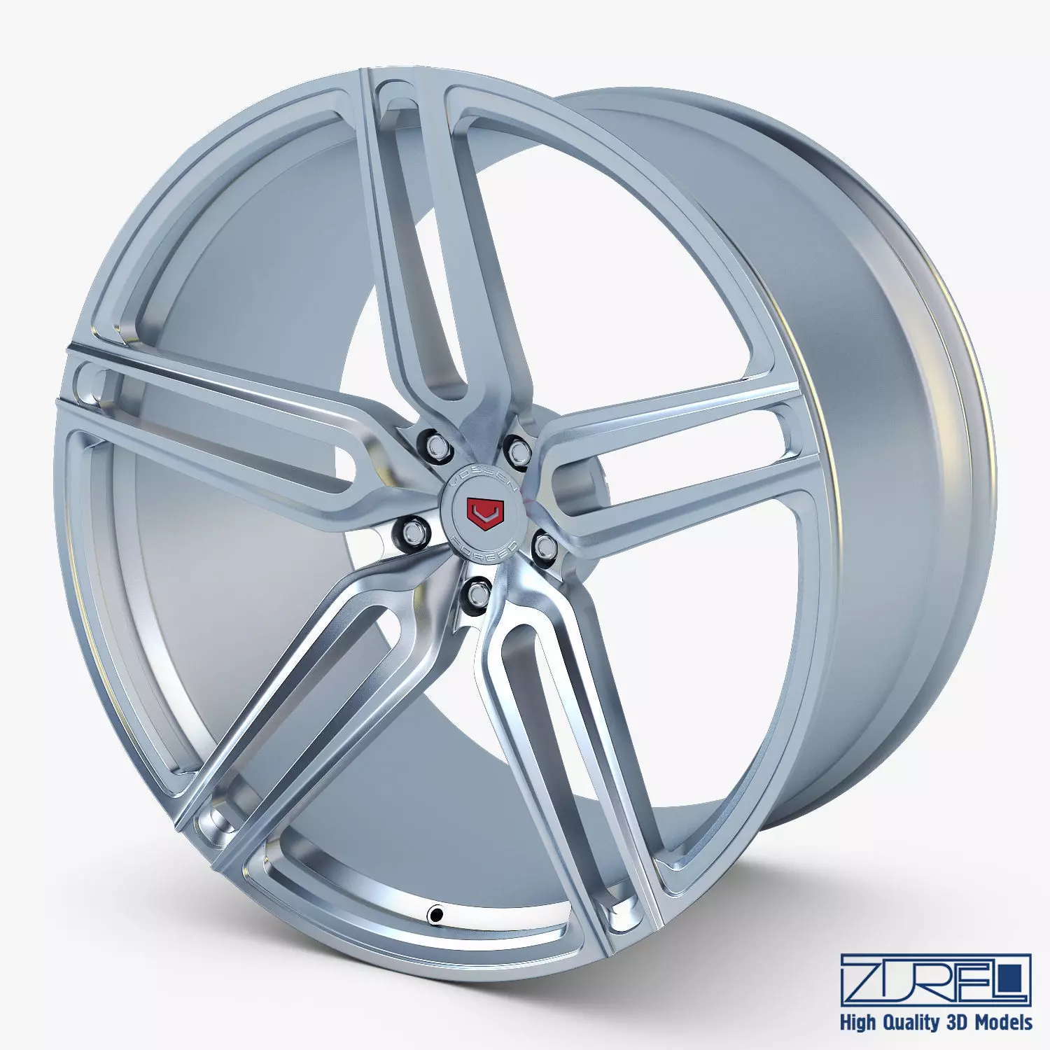 Vossen HC-1 19 wheel silver 3D model_0