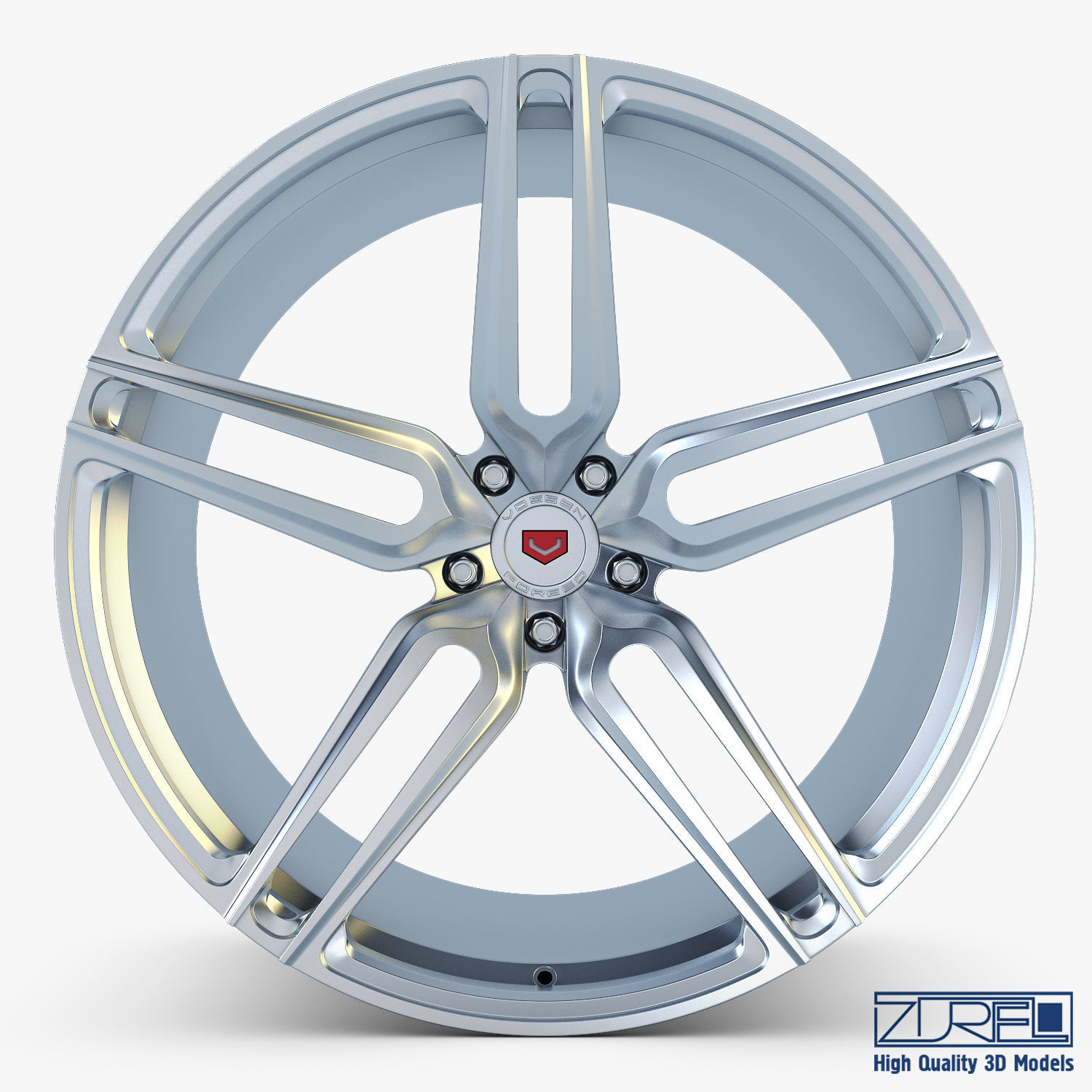 Vossen HC-1 19 wheel silver 3D model_5