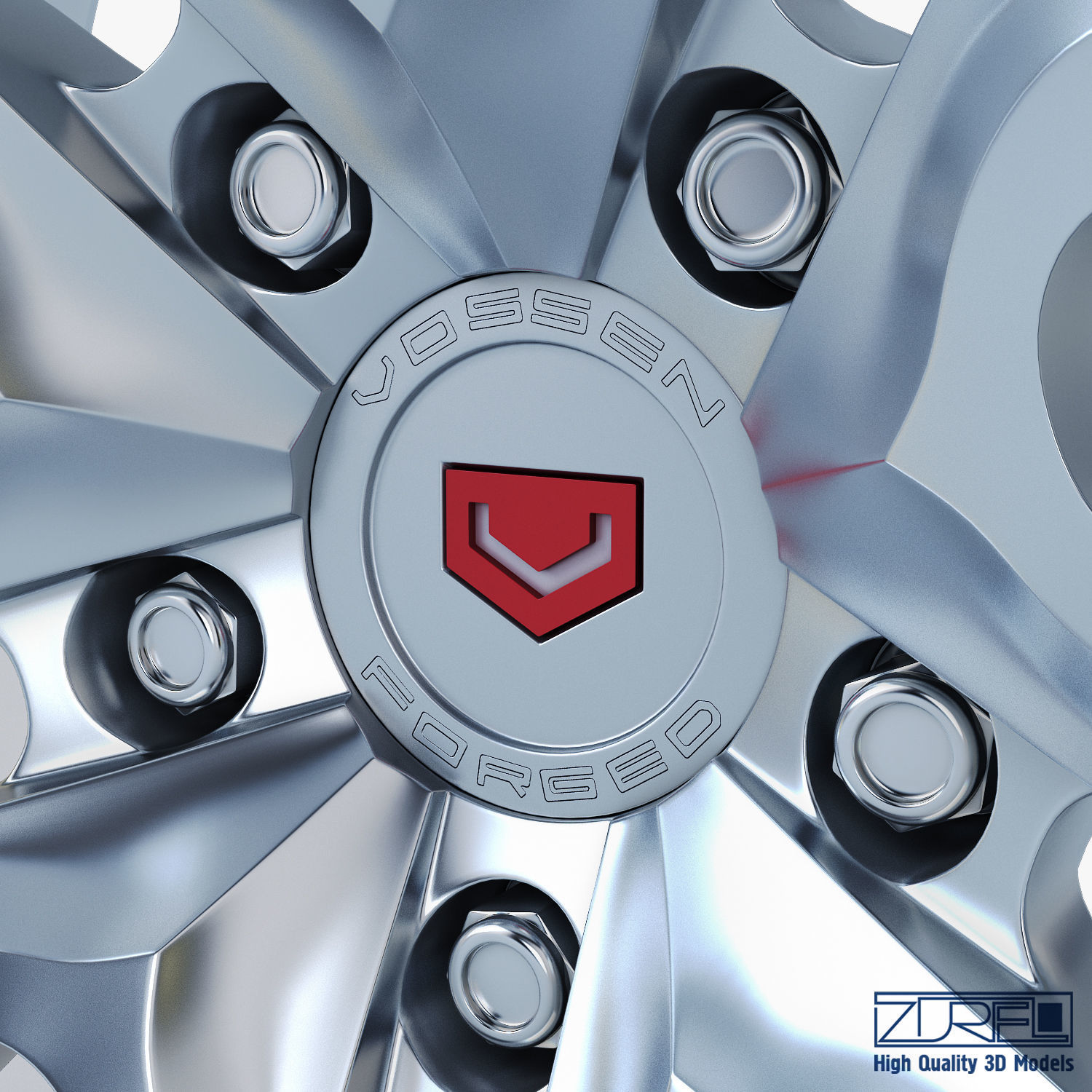 Vossen HC-1 19 wheel silver 3D model_8