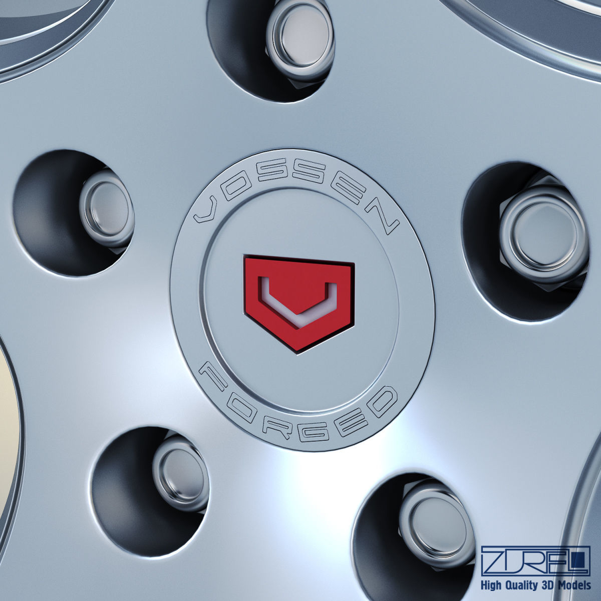 Vossen CG 205 19 wheel silver 3D model_8