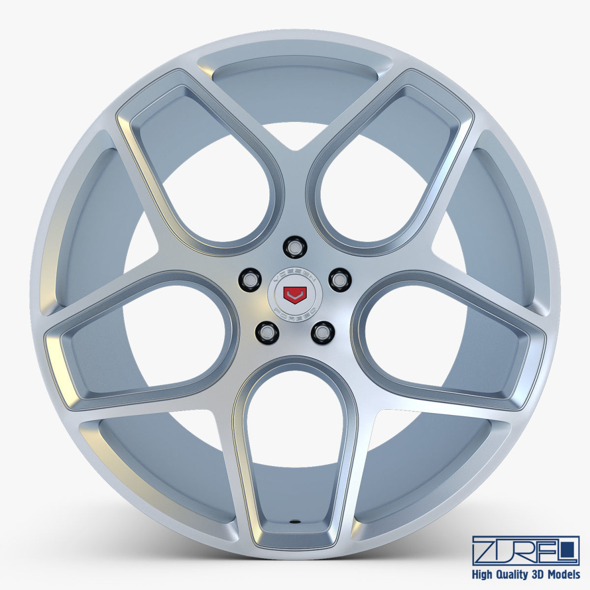 Vossen CG 205 19 wheel silver 3D model_5