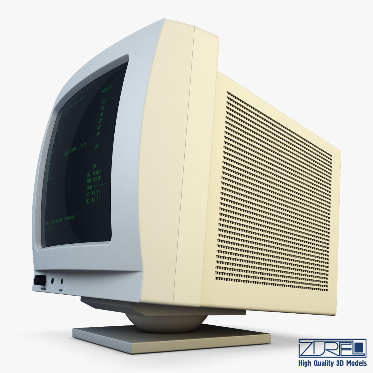 Monitor v 1 old computer Low-poly 3D model_4