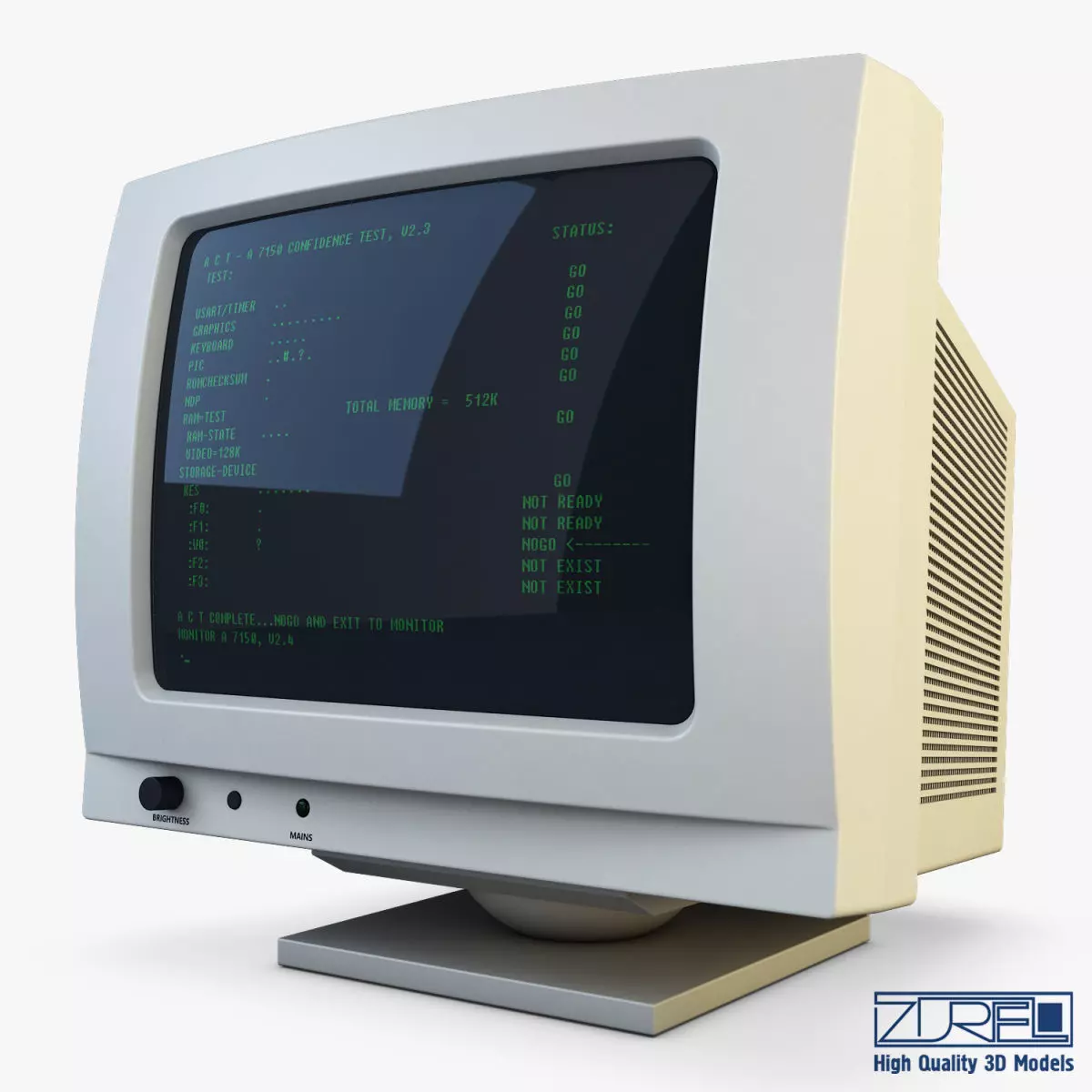 Monitor v 1 old computer Low-poly 3D model_0