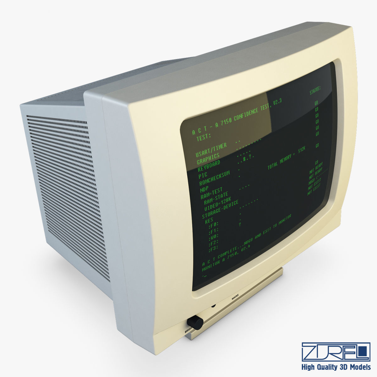 Monitor v 1 old computer Low-poly 3D model_2