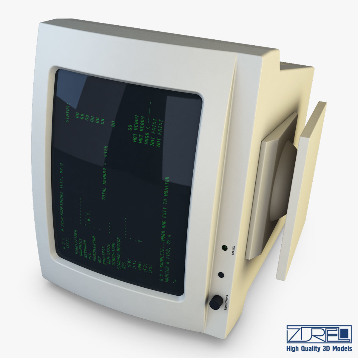 Monitor v 1 old computer Low-poly 3D model_11