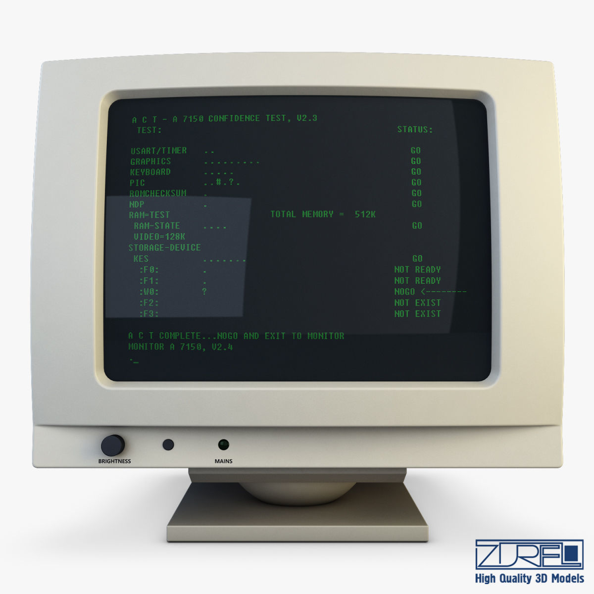 Monitor v 1 old computer Low-poly 3D model_5