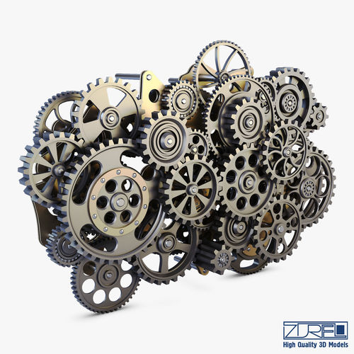 Gear Mechanism Low Poly v 1 Low-poly 3D model