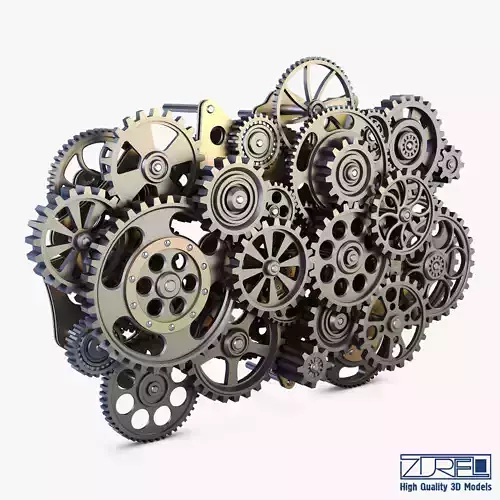 Gear Mechanism Low Poly v 1 Low-poly 3D model