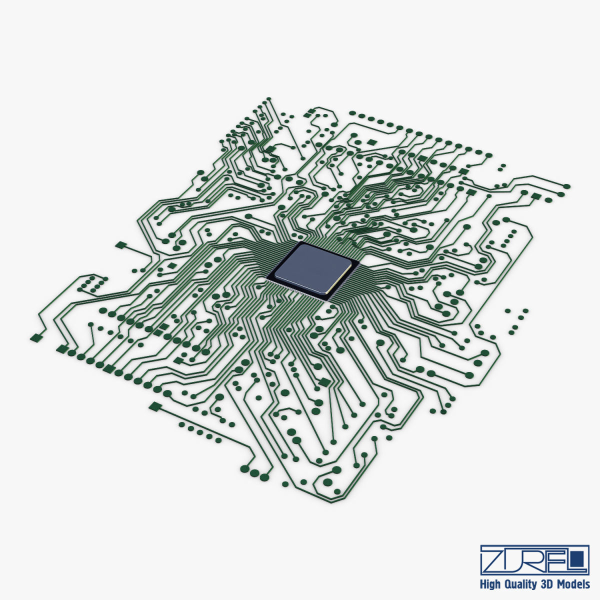 Electronic circuit board v 1 Low-poly 3D model_3