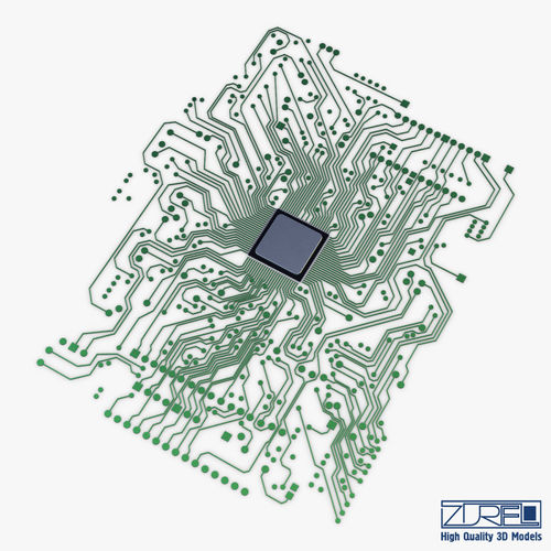 Electronic circuit board v 1 Low-poly 3D model