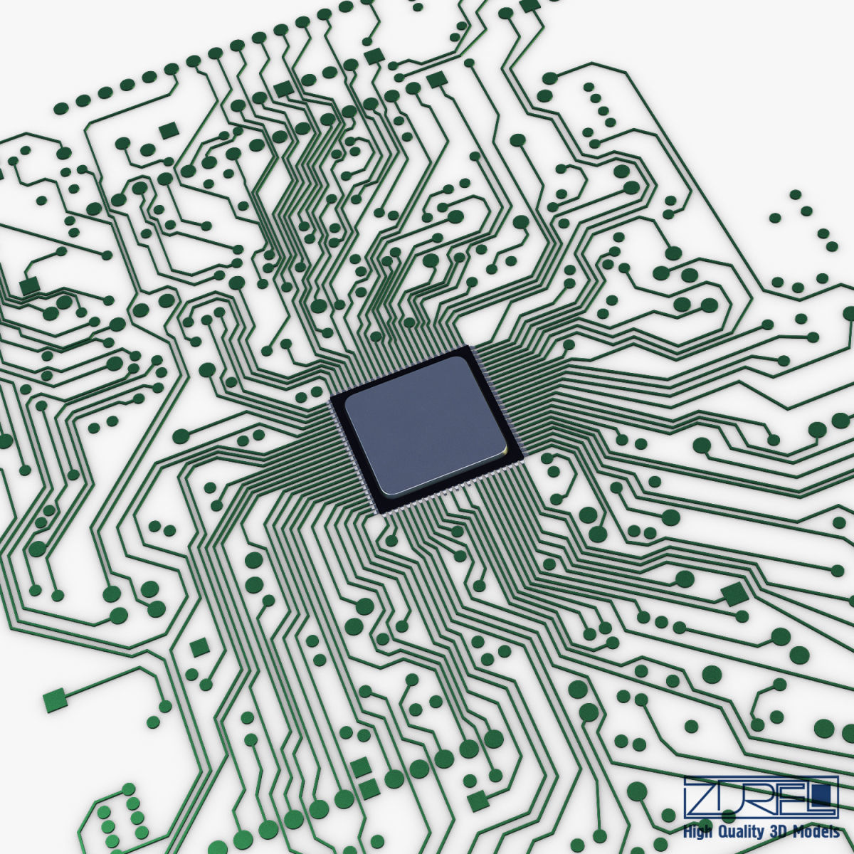 Electronic circuit board v 1 Low-poly 3D model_7