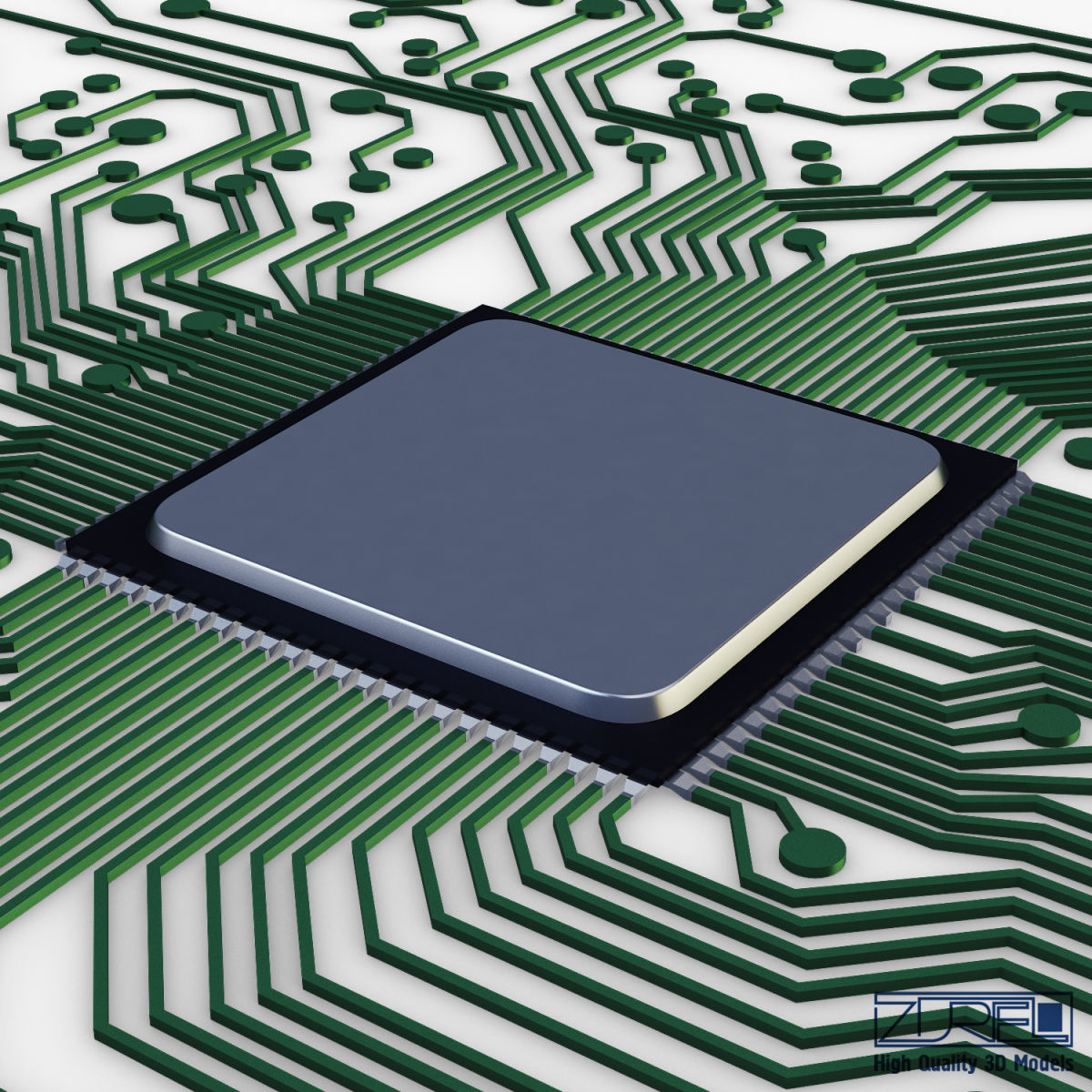Electronic circuit board v 1 Low-poly 3D model_8