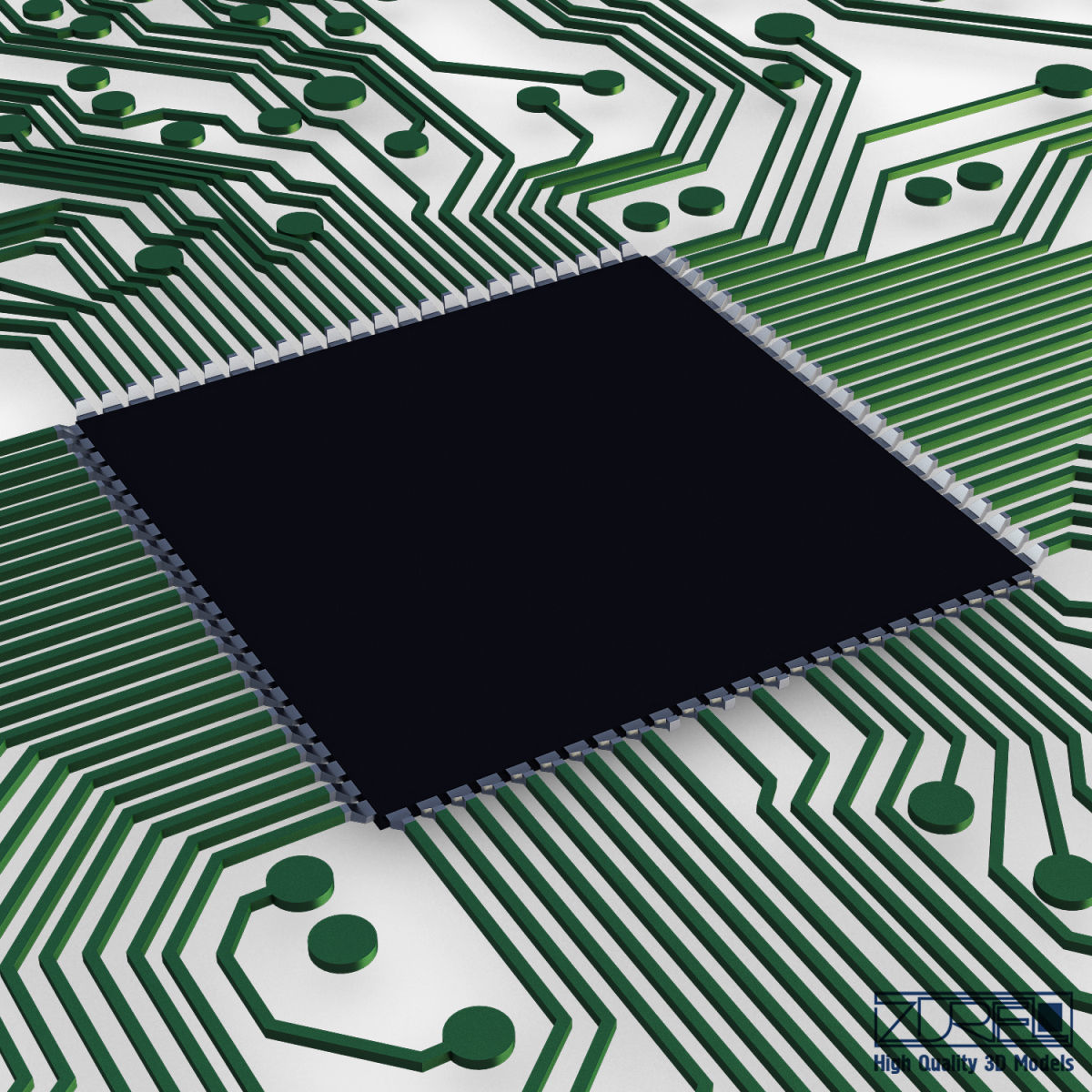 Electronic circuit board v 1 Low-poly 3D model_9