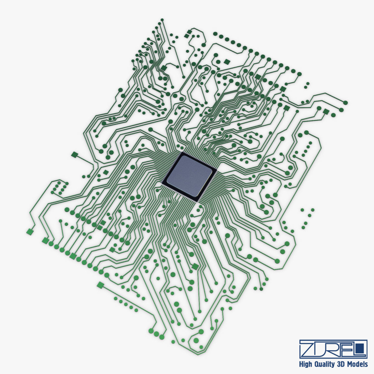 Electronic circuit board v 1 Low-poly 3D model_2