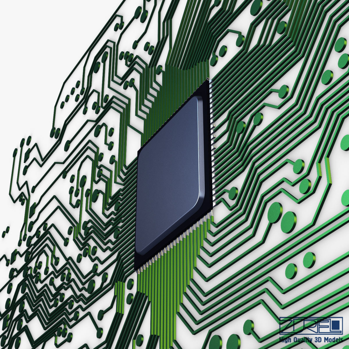Electronic circuit board v 1 Low-poly 3D model_12