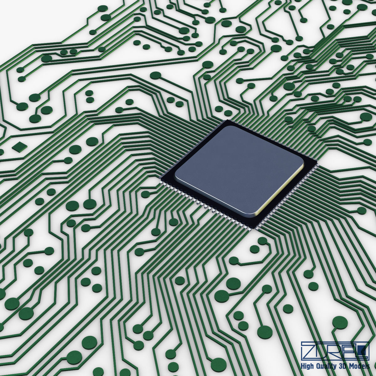 Electronic circuit board v 1 Low-poly 3D model_14