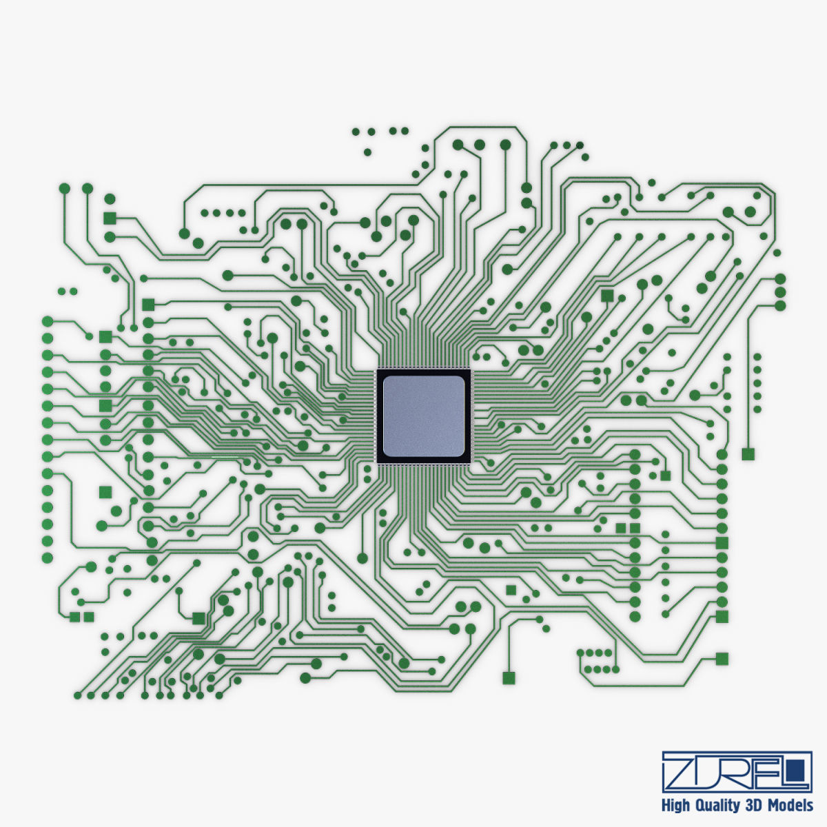 Electronic circuit board v 1 Low-poly 3D model_4
