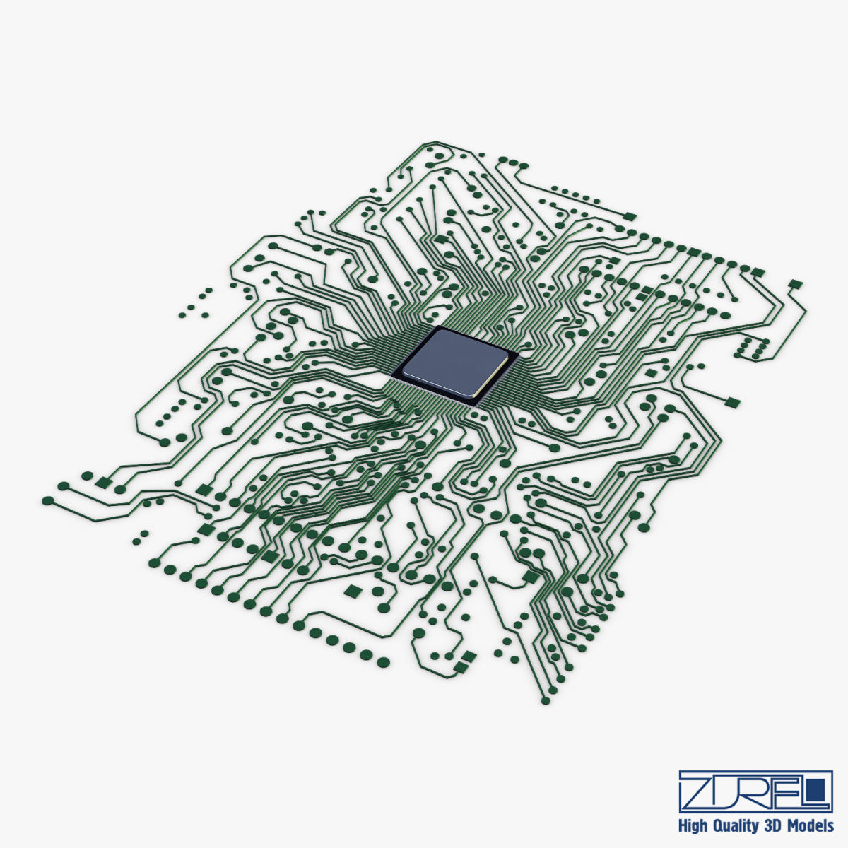 Electronic circuit board v 1 Low-poly 3D model_1