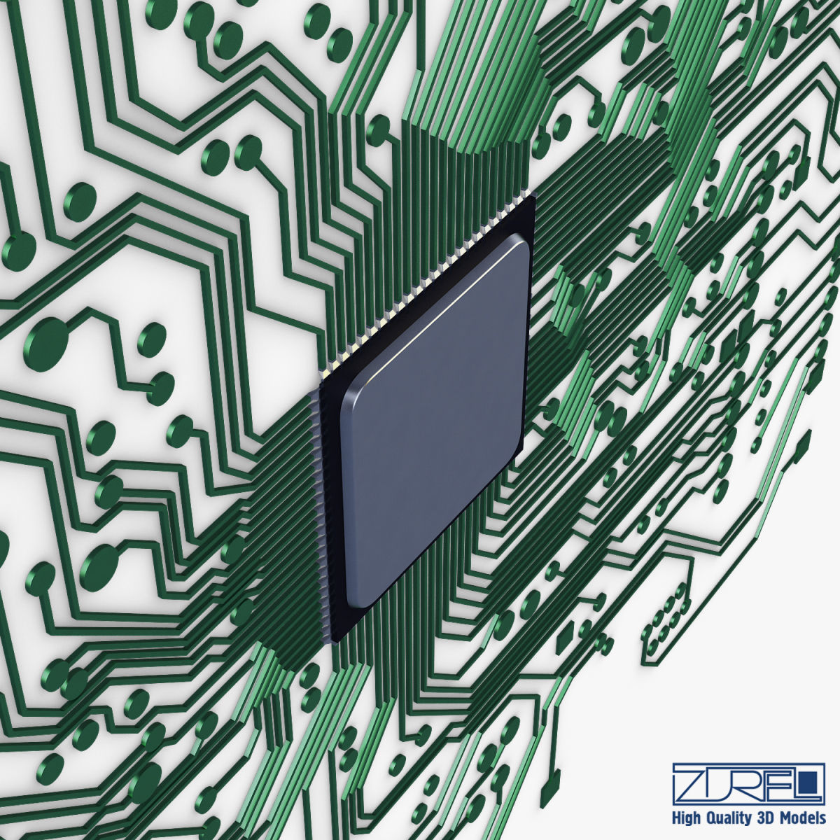 Electronic circuit board v 1 Low-poly 3D model_13