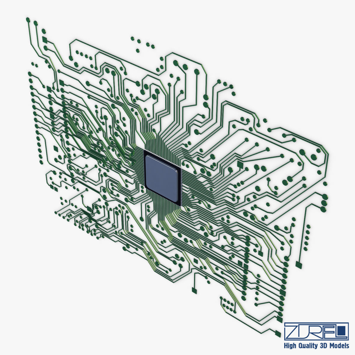 Electronic circuit board v 1 Low-poly 3D model_5