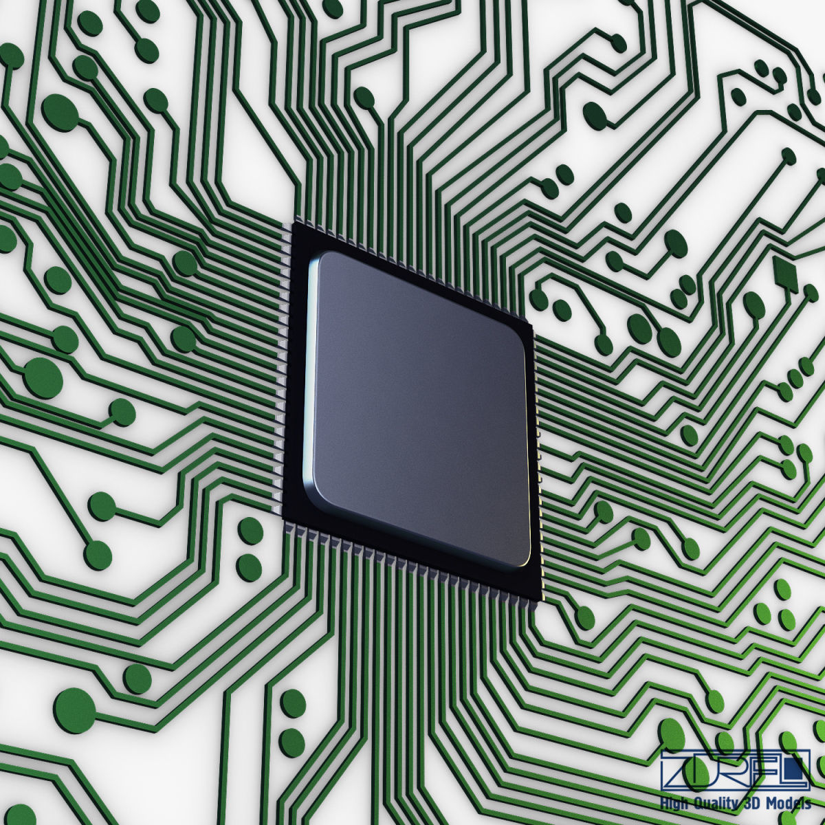 Electronic circuit board v 1 Low-poly 3D model_11