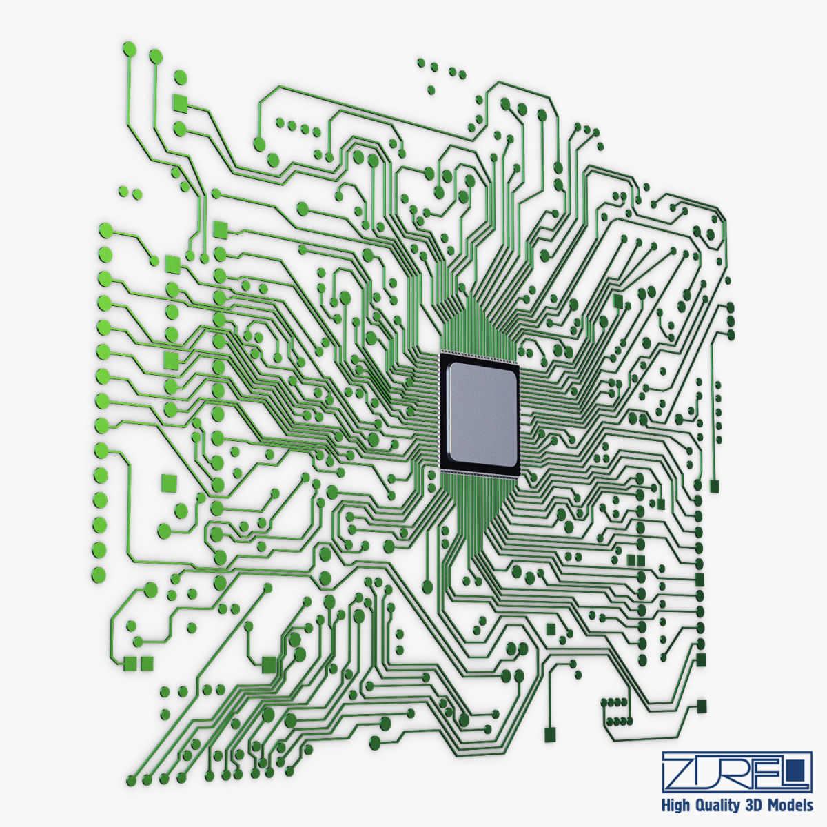 Electronic circuit board v 1 Low-poly 3D model_6