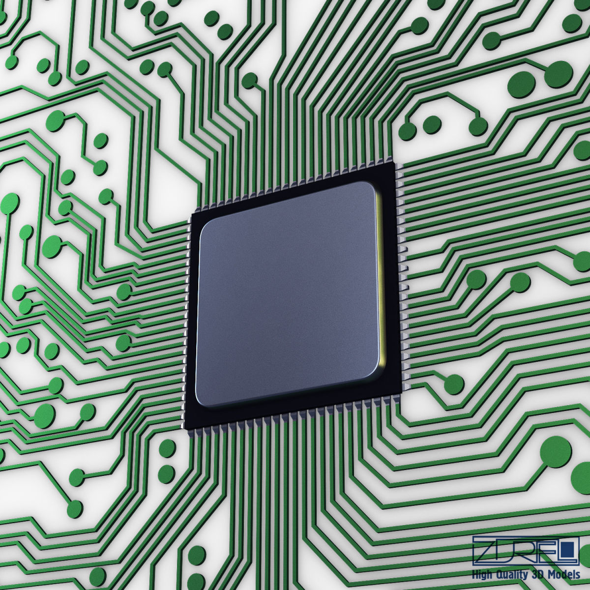 Electronic circuit board v 1 Low-poly 3D model_10
