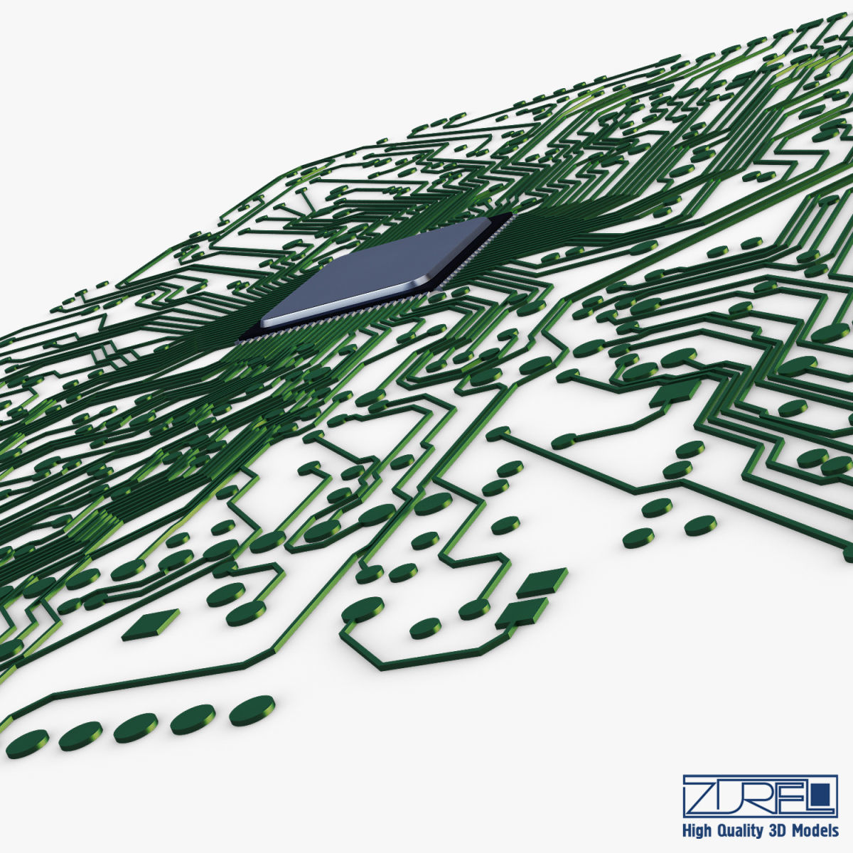 Electronic circuit board v 1 Low-poly 3D model_16